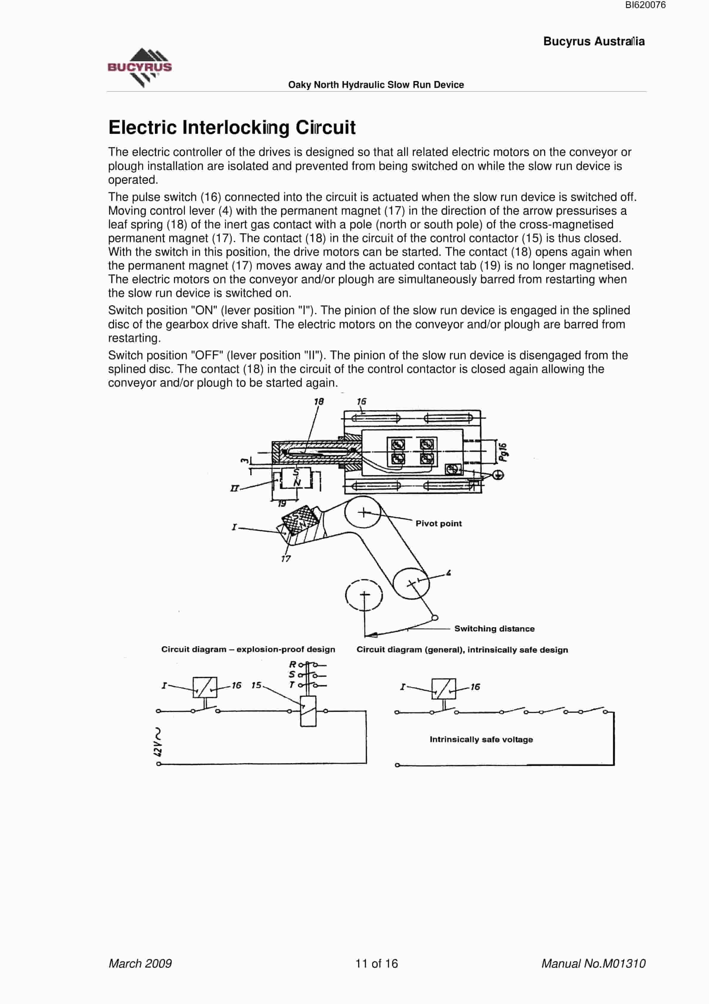 Bucyrus Oaky North Hydraulic Slow Run Devices Technical Manual BI620076-3