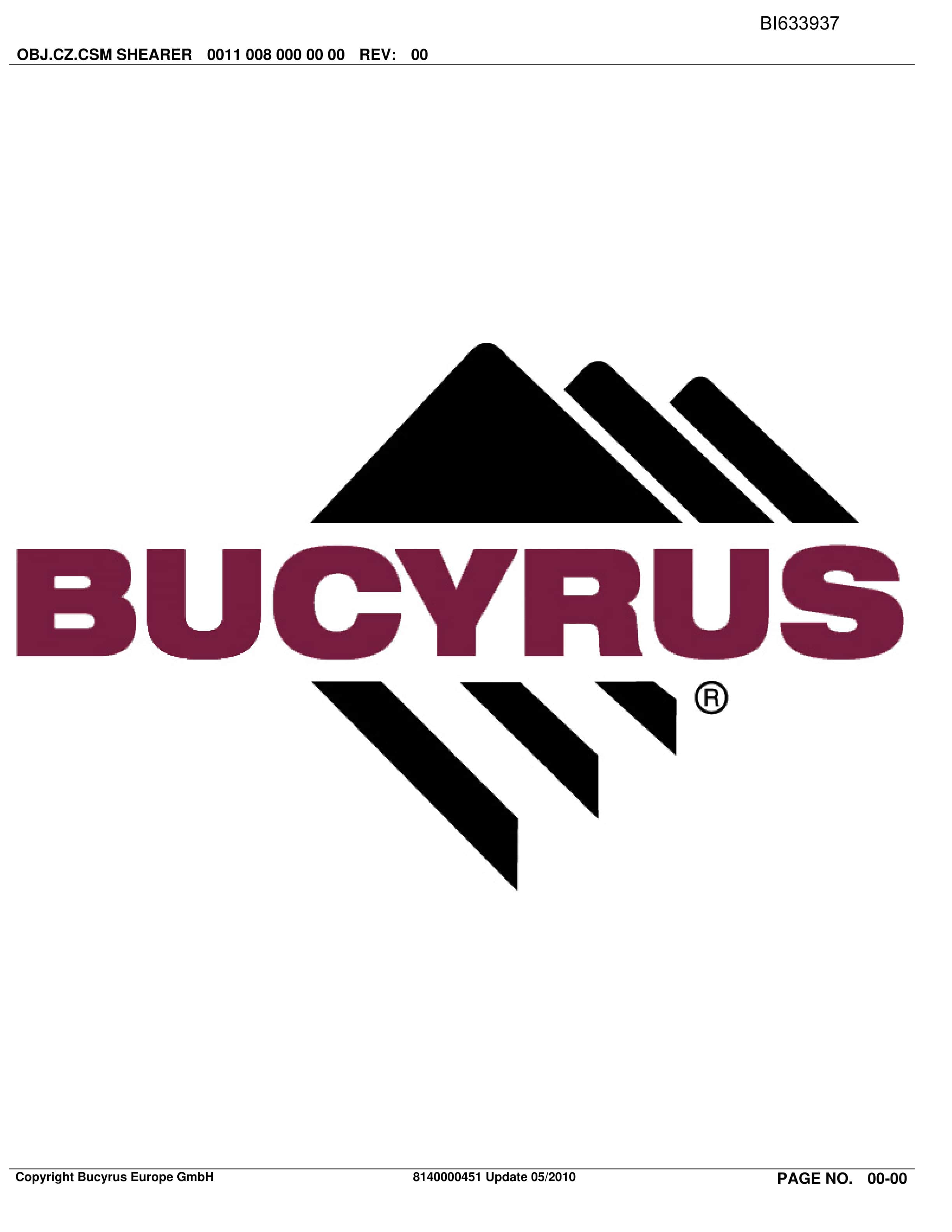 Bucyrus OBJ.CZ.CSM Shearer Parts Catalog BI633937