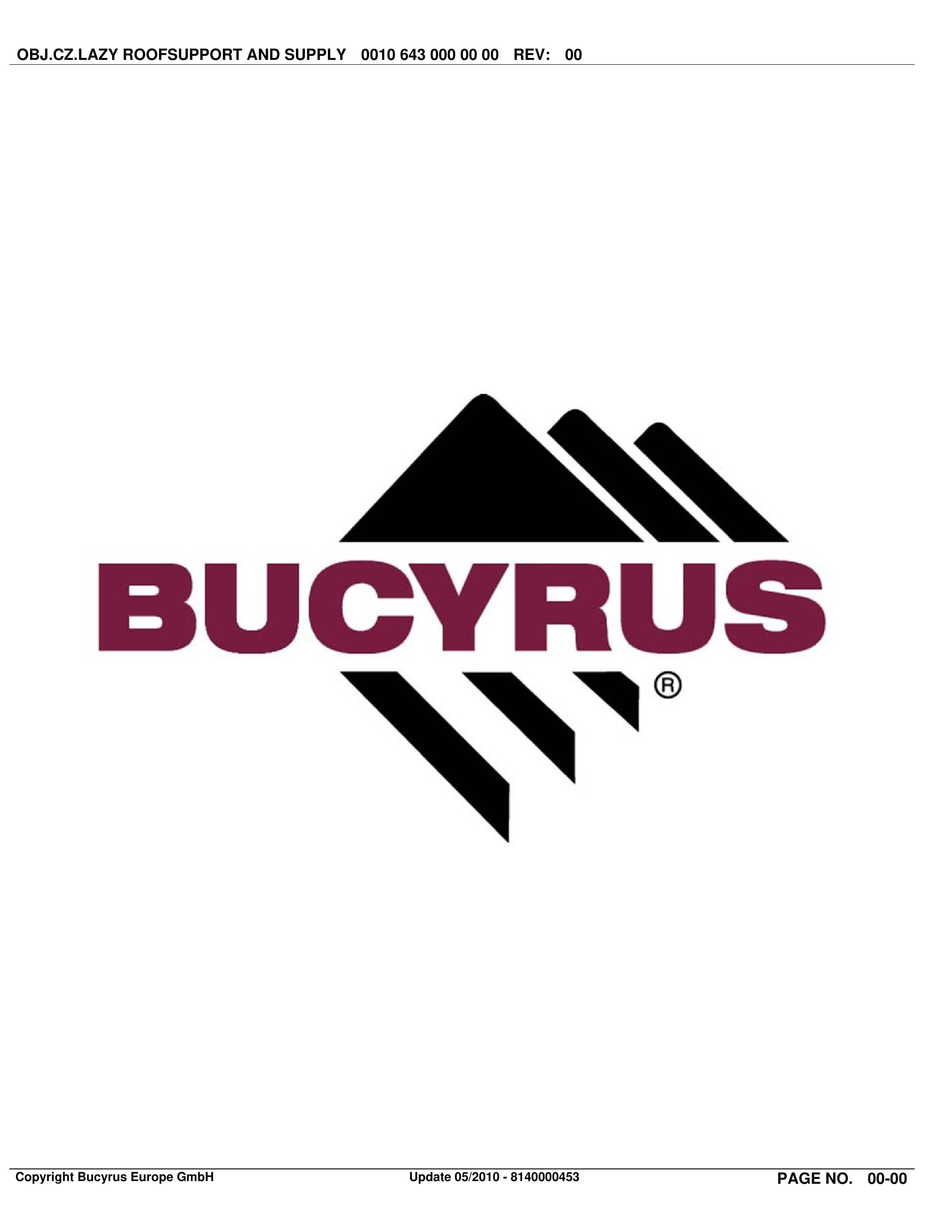 Bucyrus OBJ.CZ.LAZY RoofSupport And Supply Parts Catalog BI633914