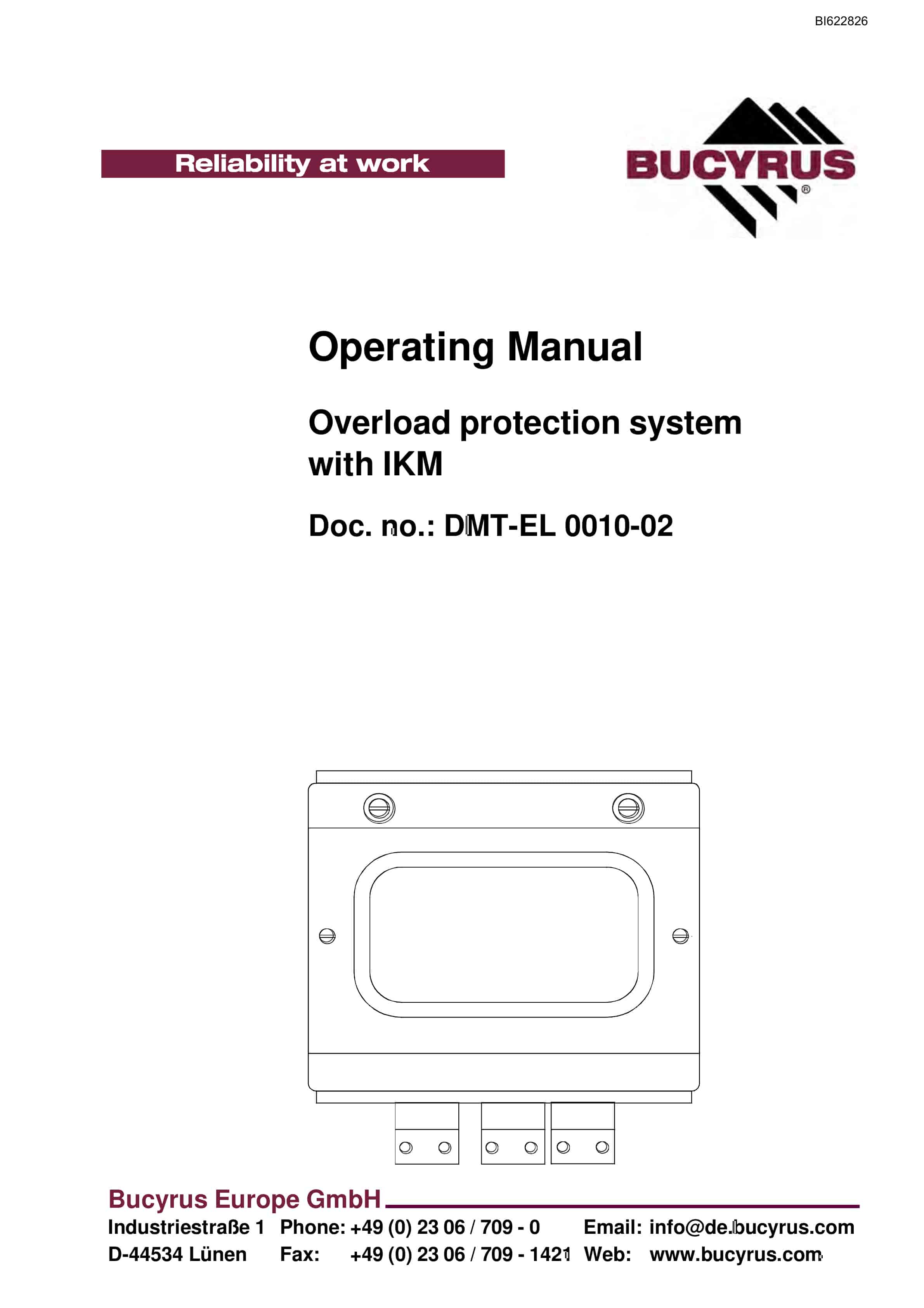 Bucyrus Overload Protection System With IKM Operating Manual BI622826