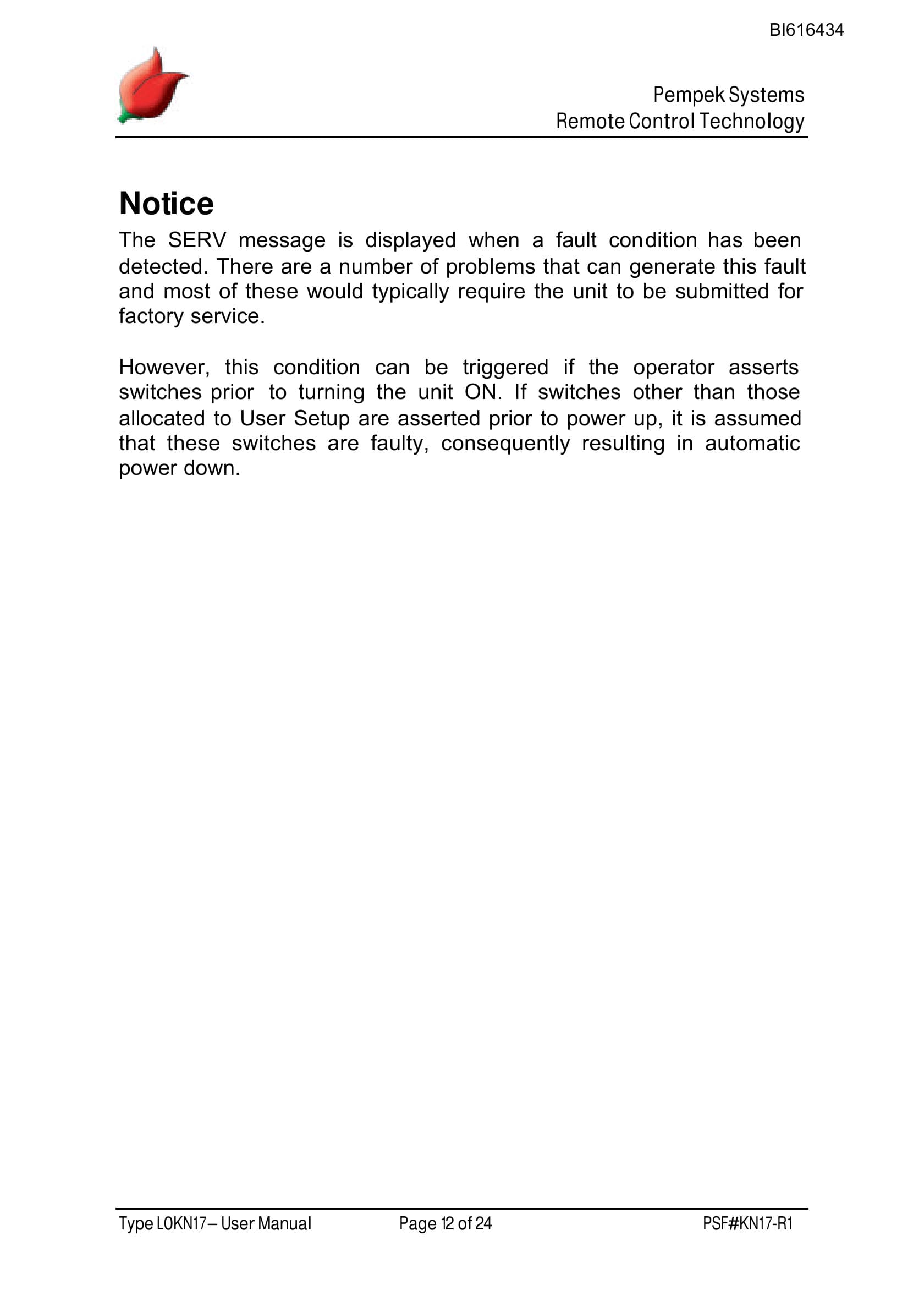 Bucyrus Pempek Systems Remote Console Technical Manual BI616434-2