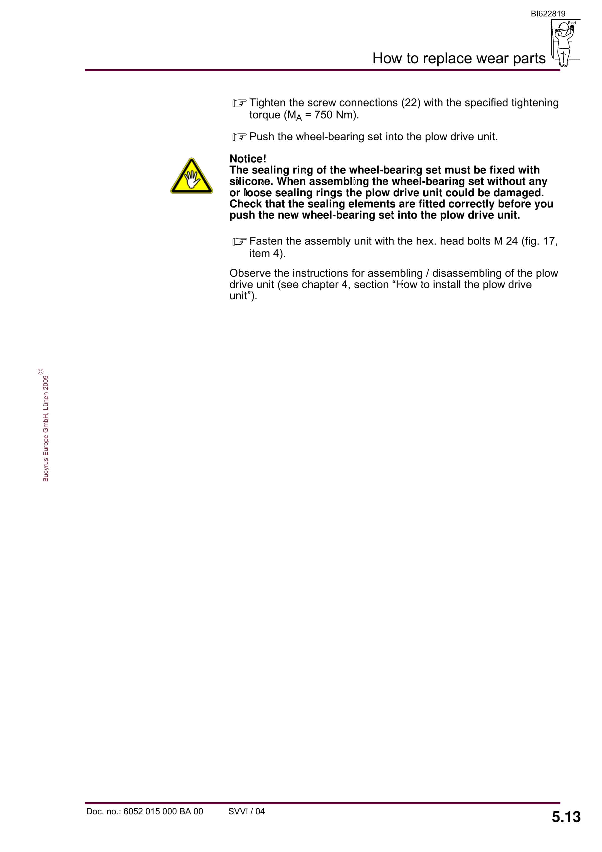 Bucyrus Plow Drive Unit HK 30-3 Operating Manual BI622819-4