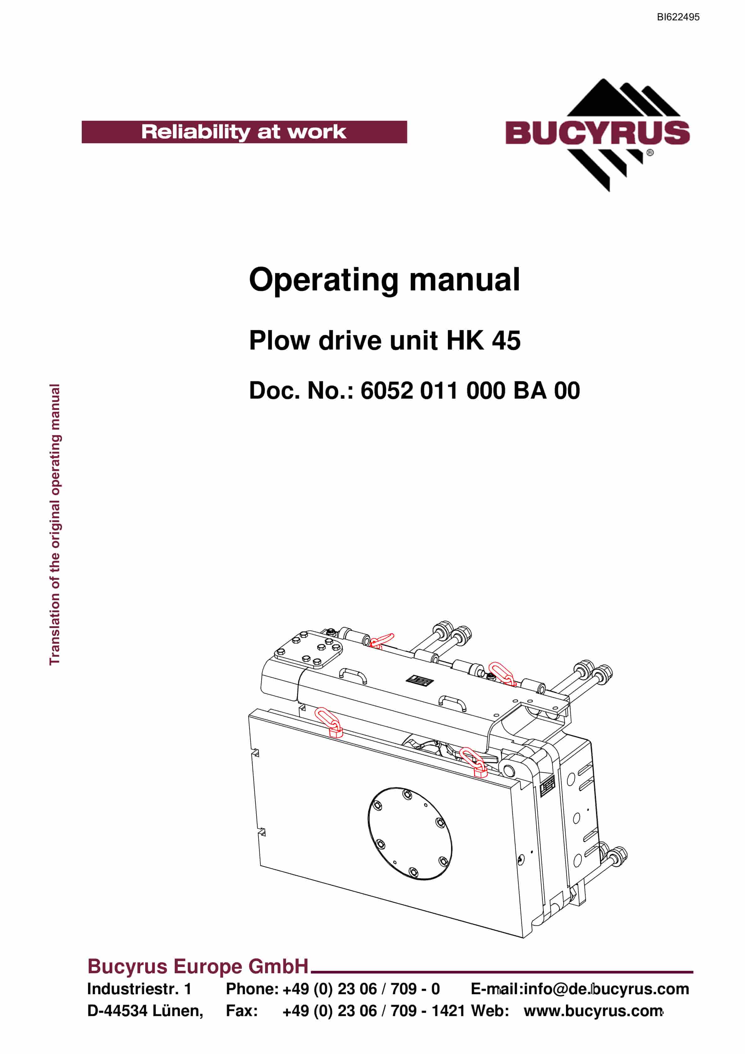 Bucyrus Plow Drive Unit HK 45 Operating Manual BI622495