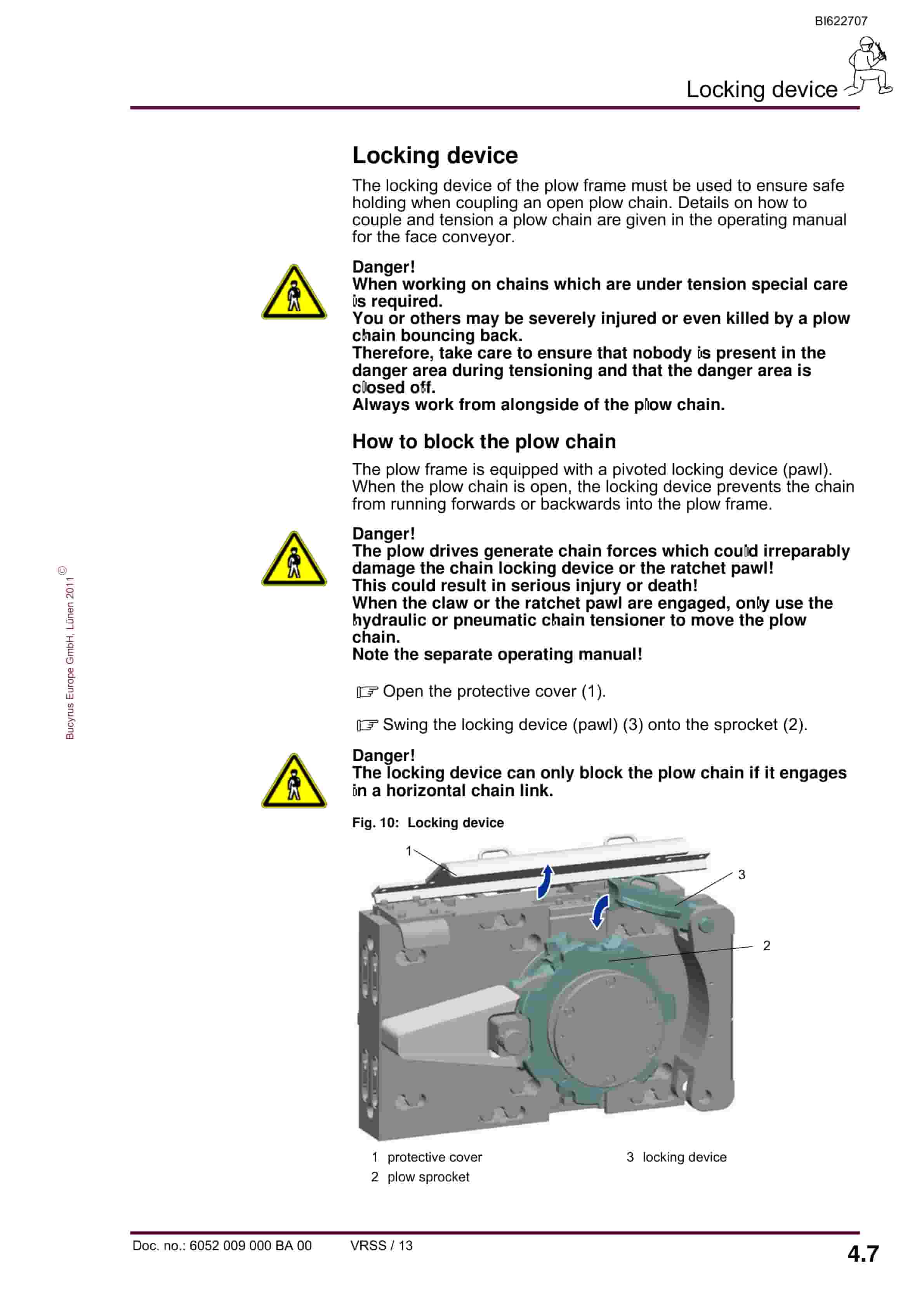 Bucyrus Plow Frame HK 30-2, HK 30-2V Operating Manual BI622707-2
