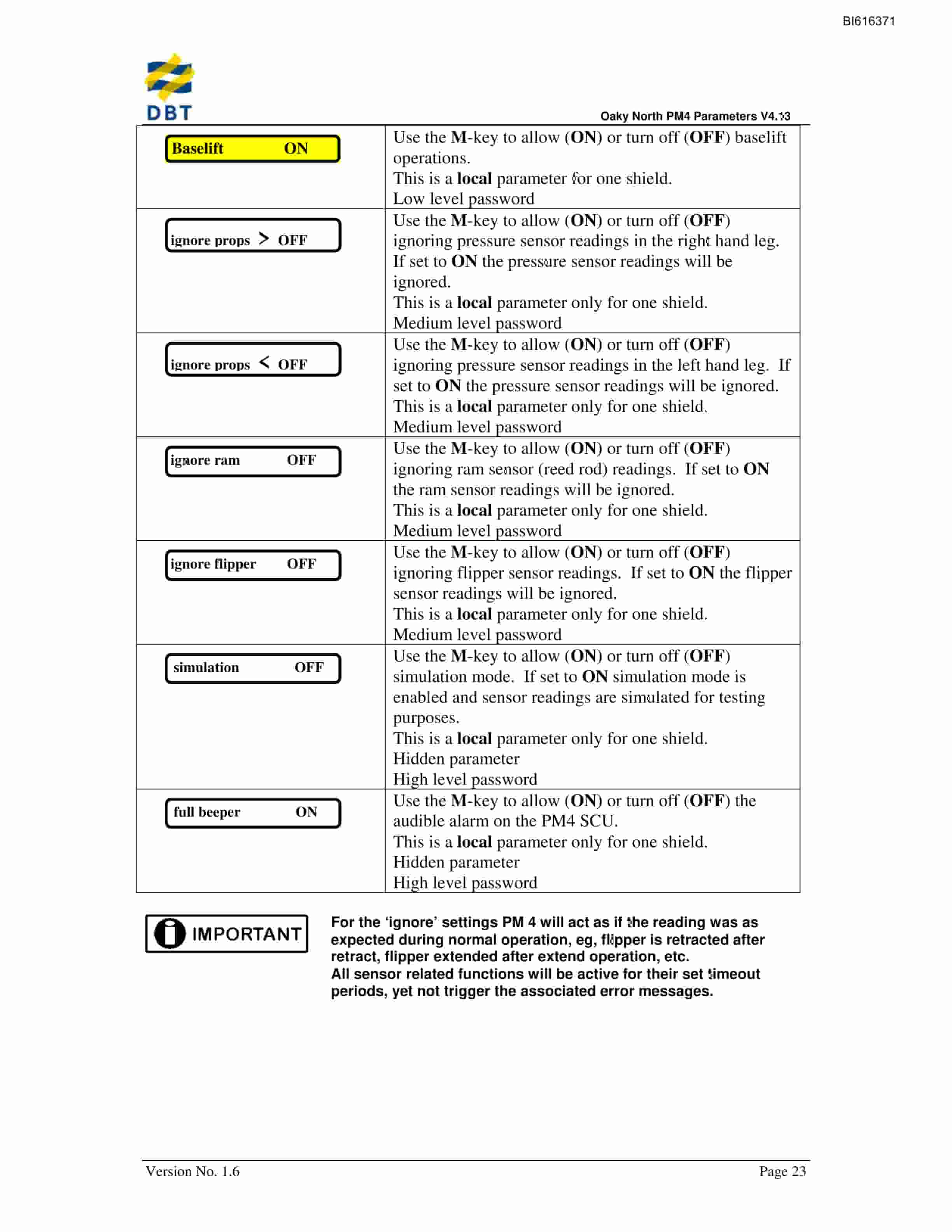 Bucyrus PM4 Parameters Oaky North V4.13 Technical Manual BI616371-2