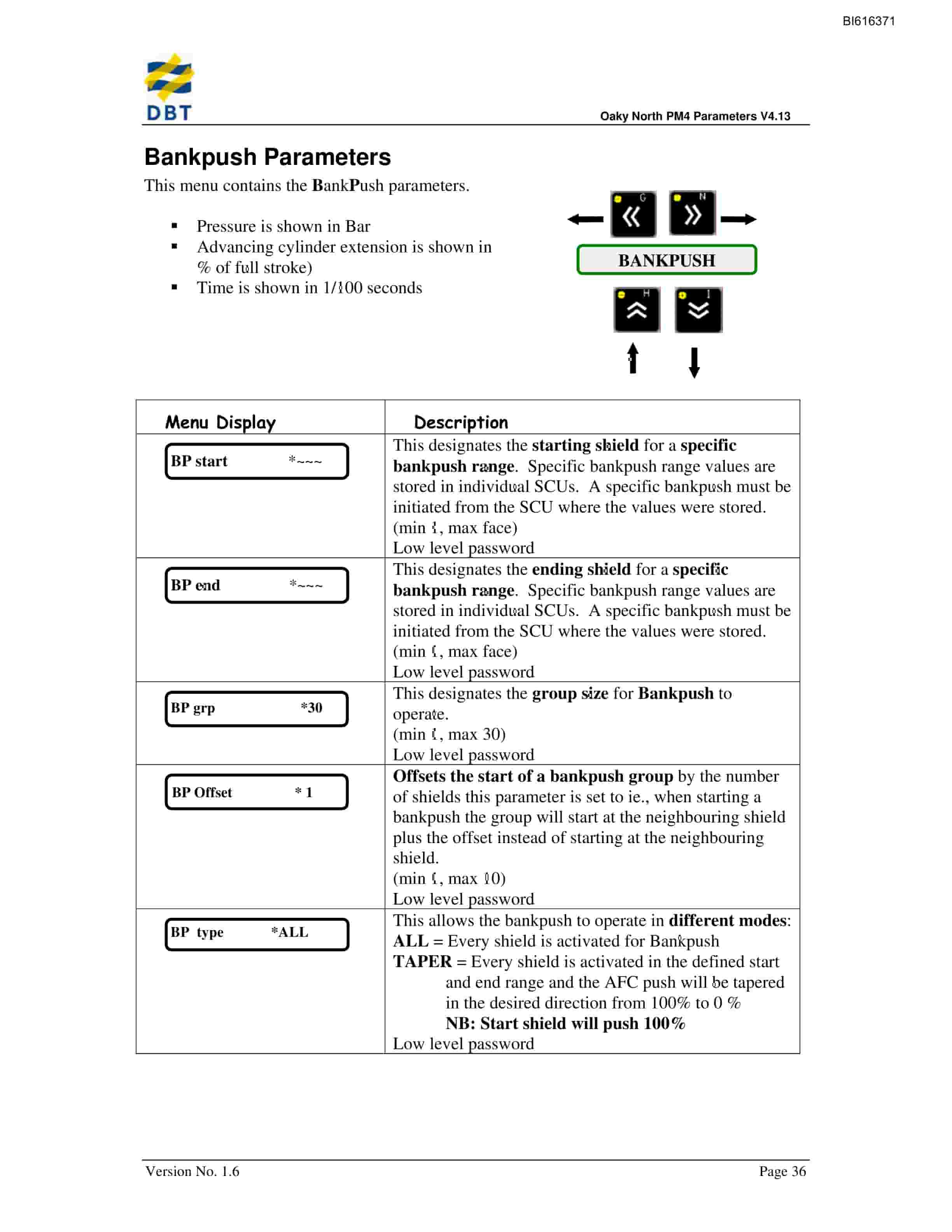 Bucyrus PM4 Parameters Oaky North V4.13 Technical Manual BI616371-5