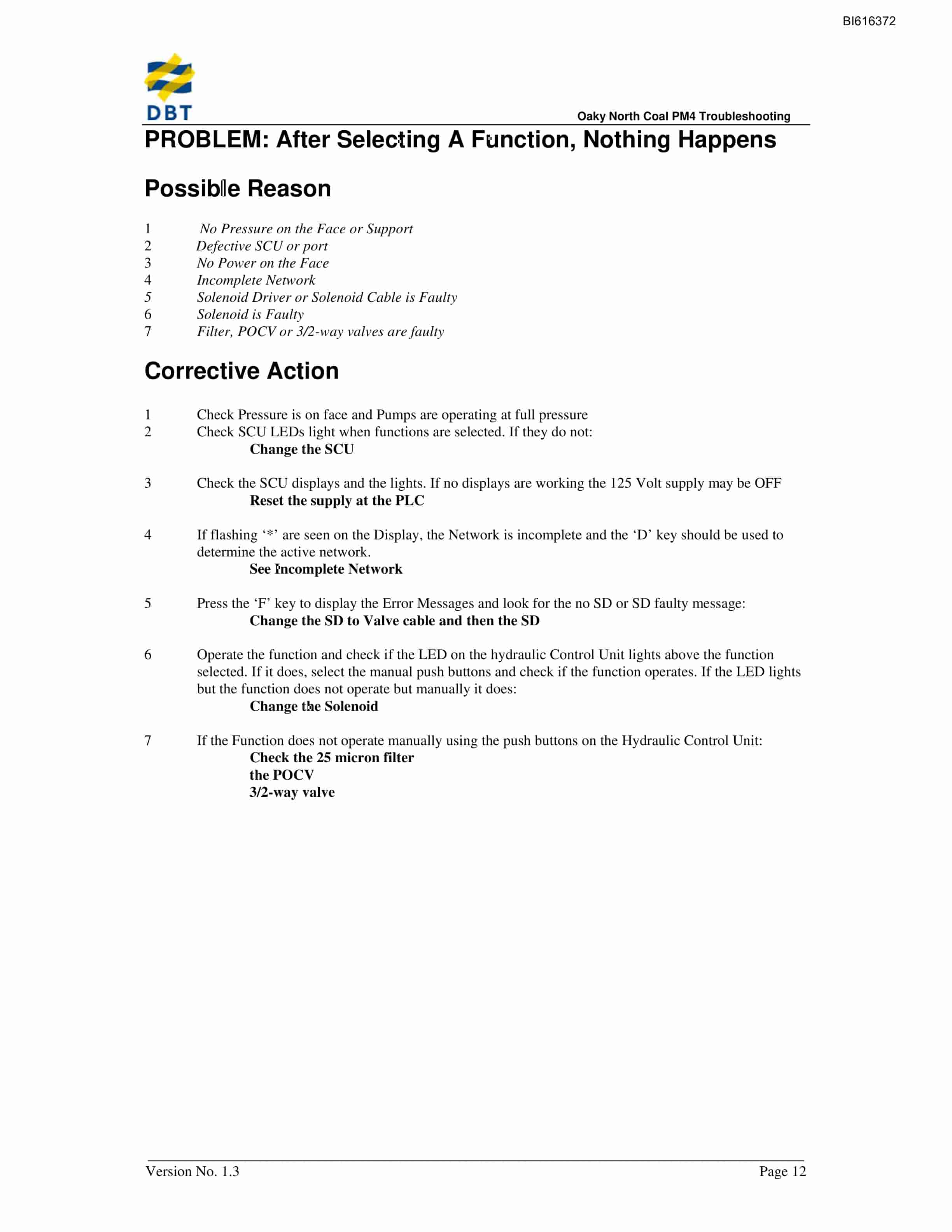 Bucyrus PM4 Troubleshooting Technical Manual BI616372-2