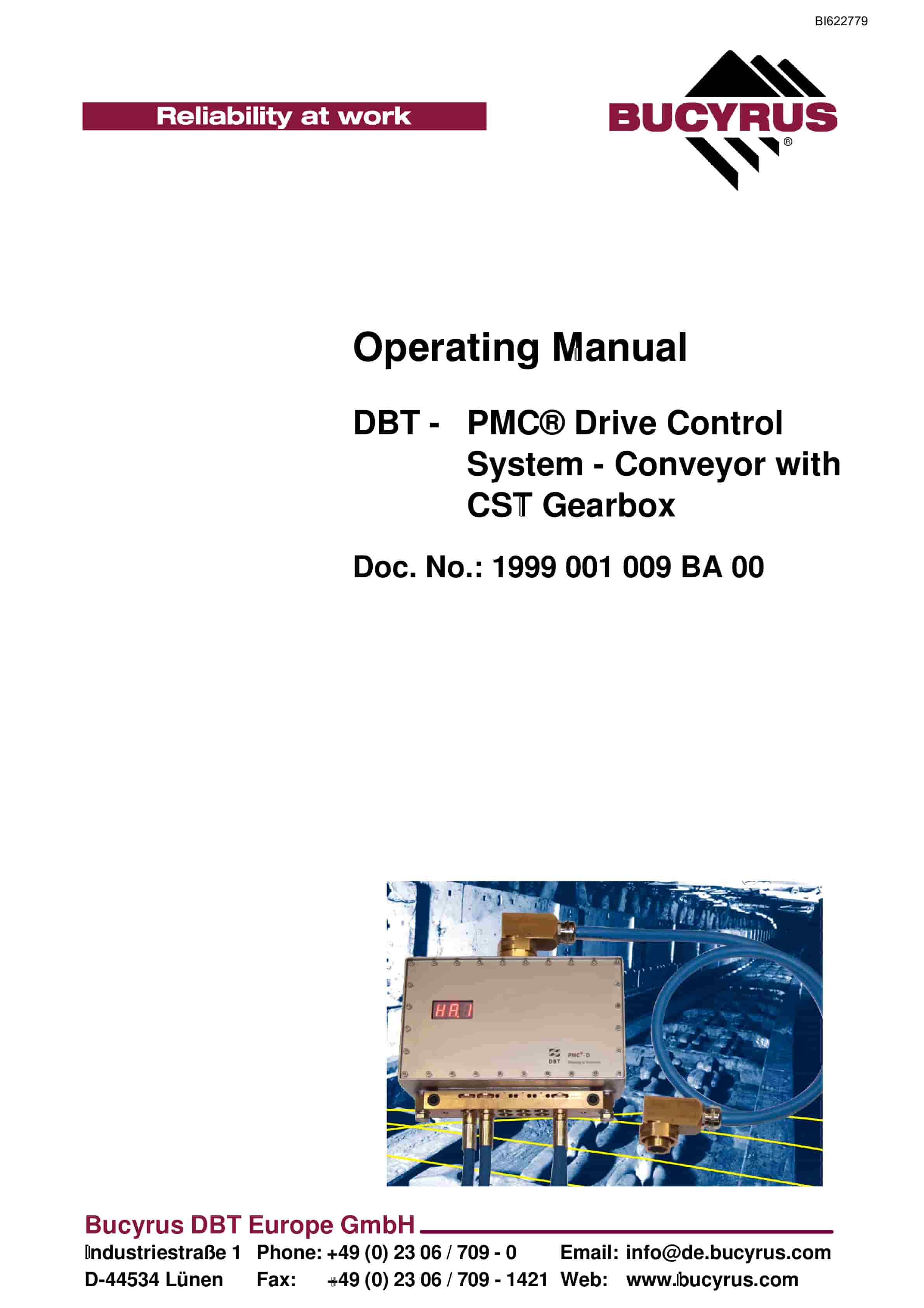 Bucyrus PMC Drive Control System - Conveyor With CST Gearbox Operating Manual BI622779