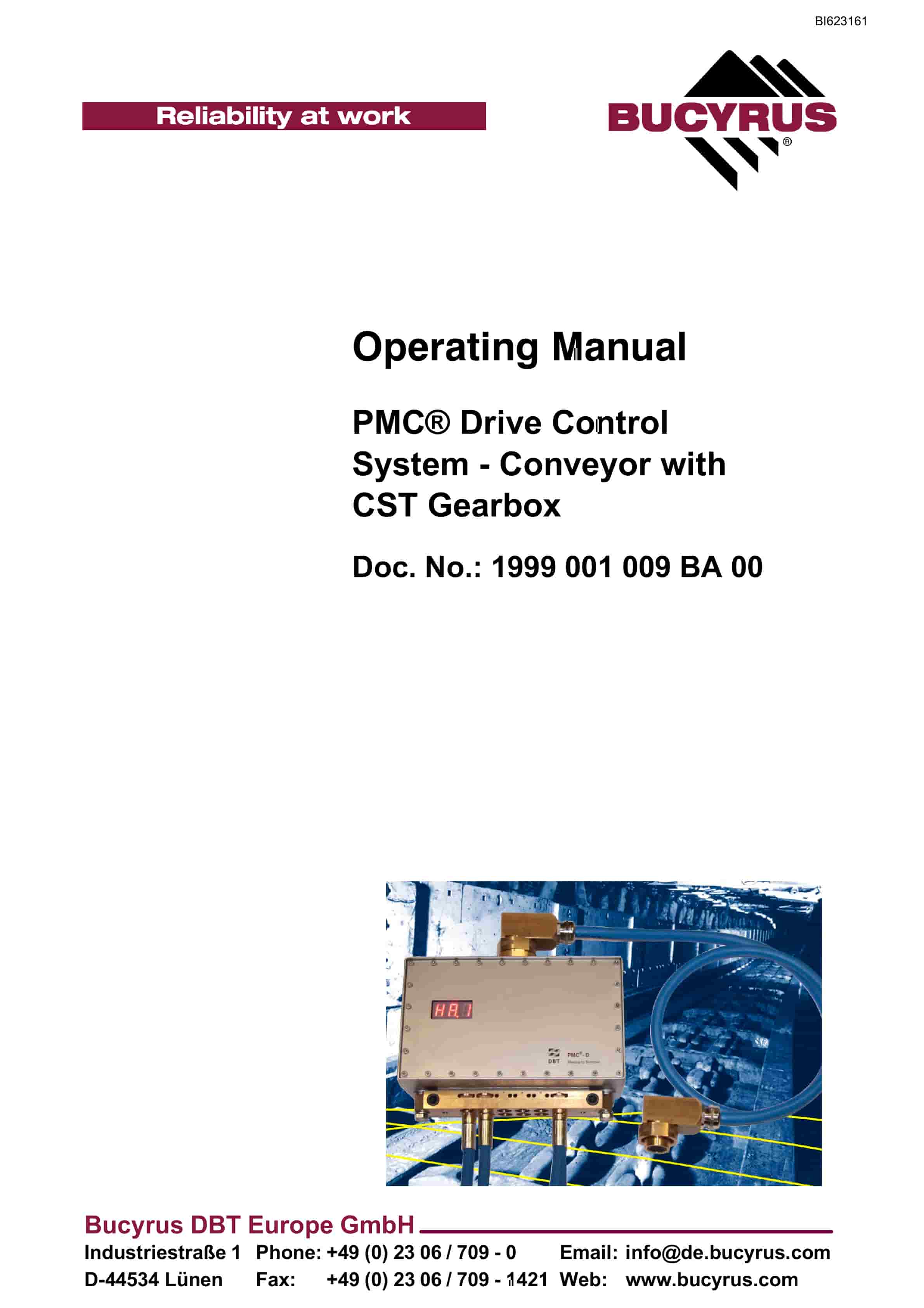 Bucyrus PMC Drive Control System - Conveyor With CST Gearbox Operating Manual BI623161