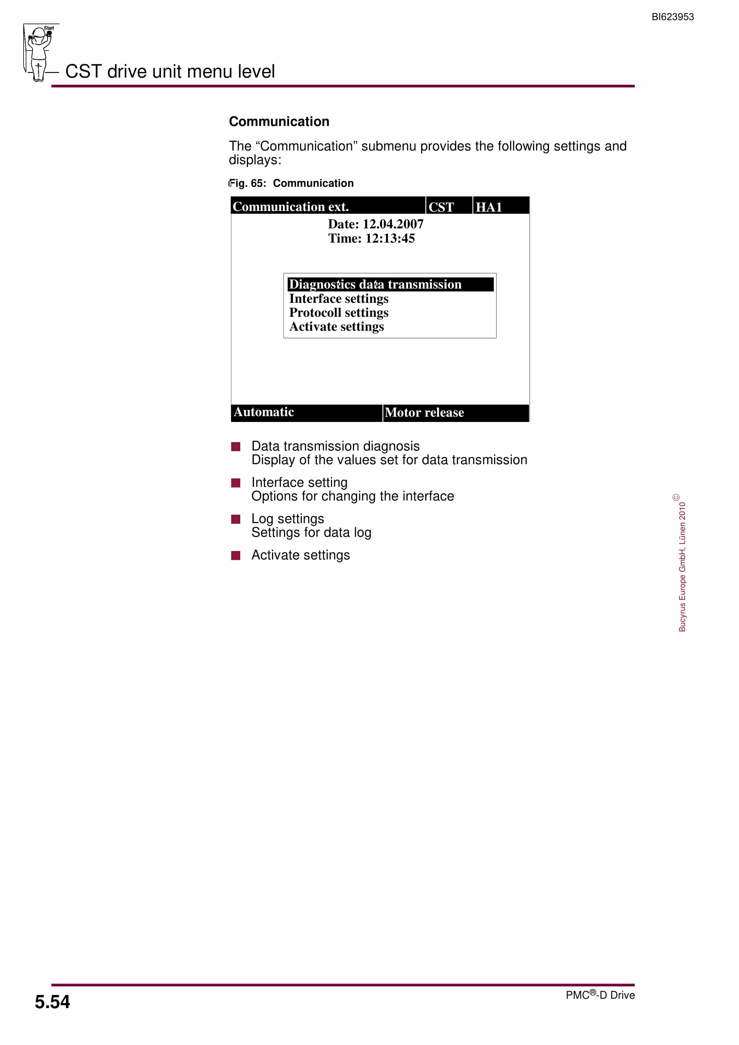 Bucyrus PMC Drive Control System - Conveyor With CST Gearbox Operating Manual BI623953-4
