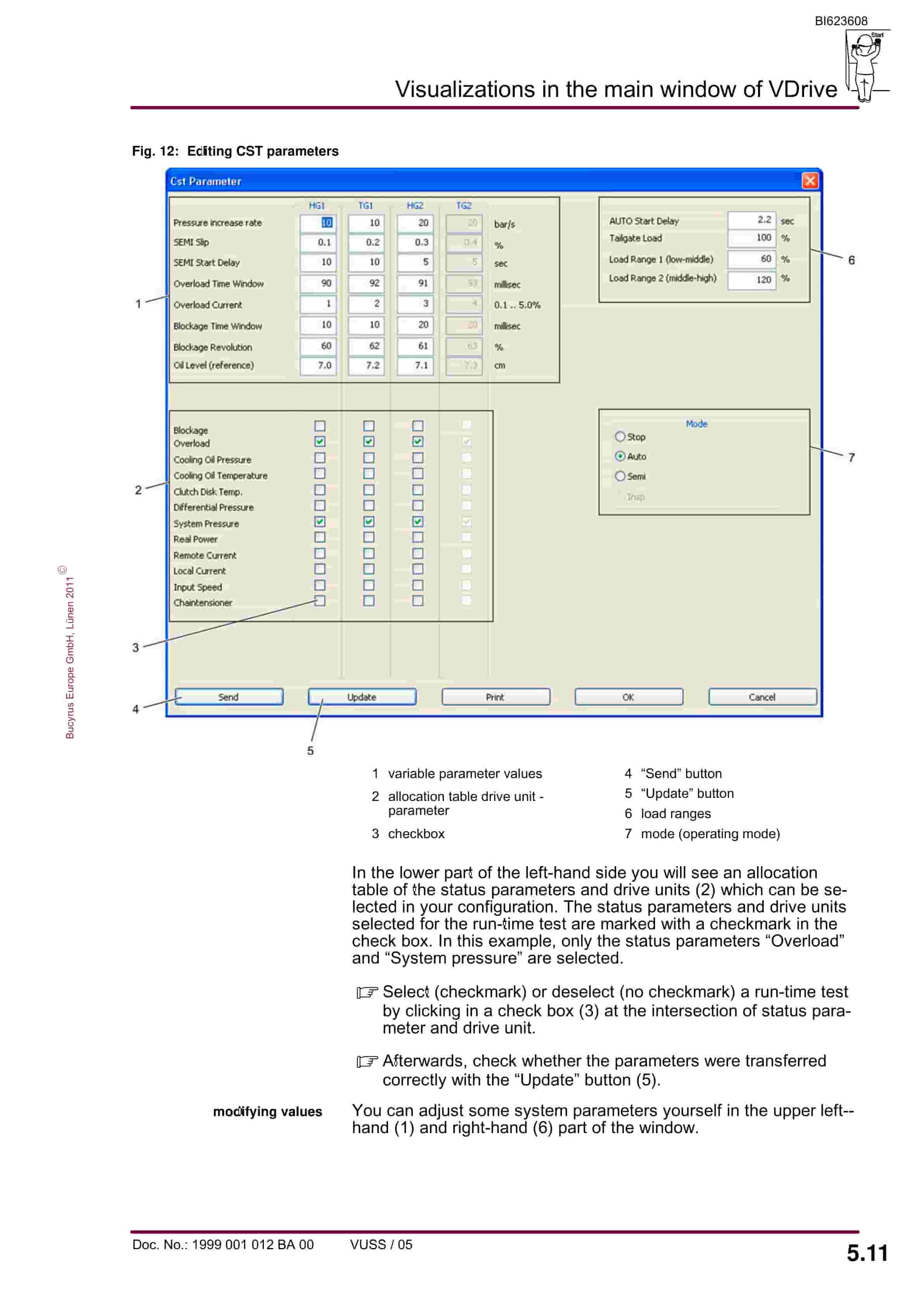 Bucyrus PMC-System Vdrive Visualization Of The CST Gearbox Control System Ver 10.76 Operating Manual BI623608-2