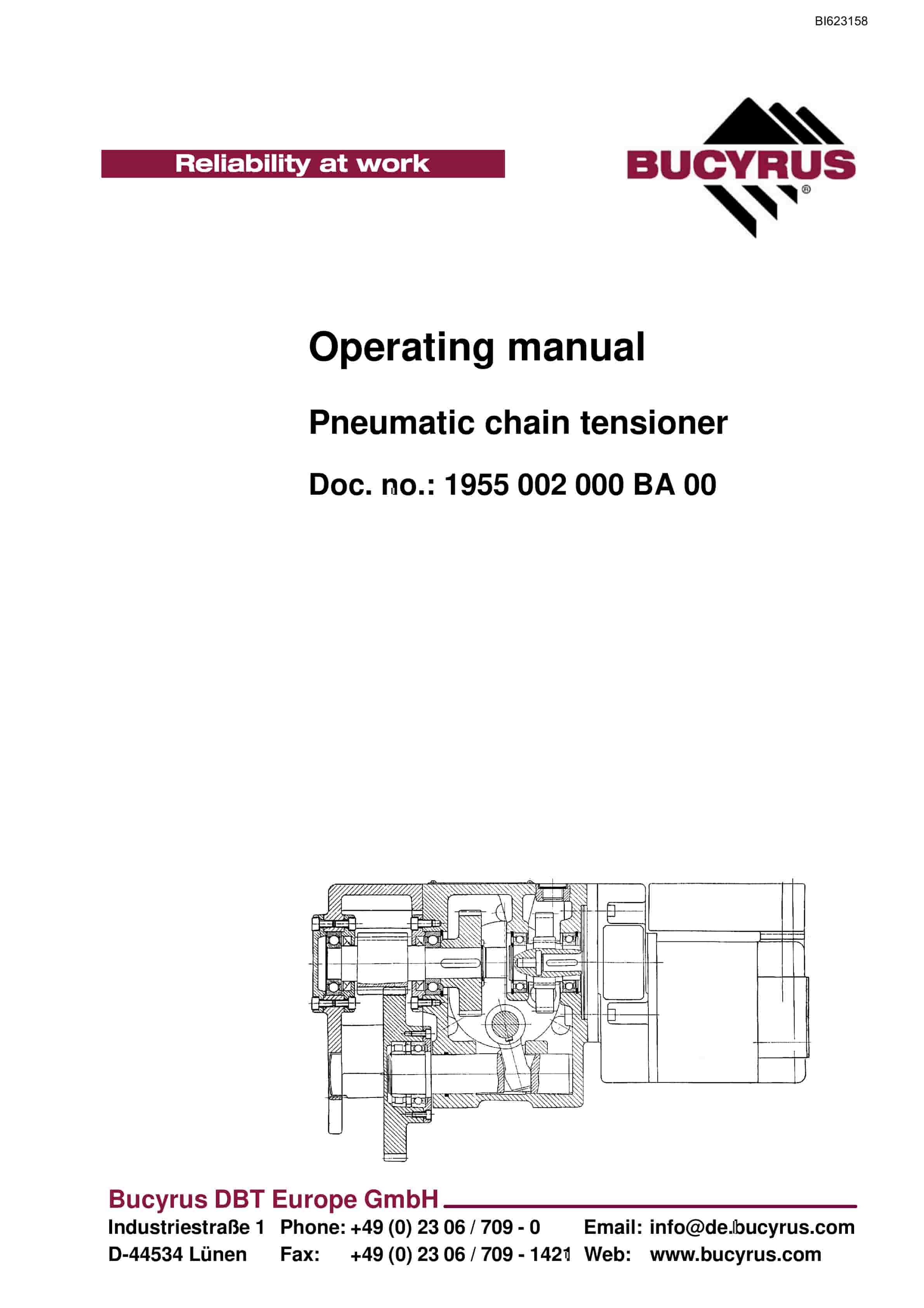 Bucyrus Pneumatic Chain Tensioner Operating Manual BI623158