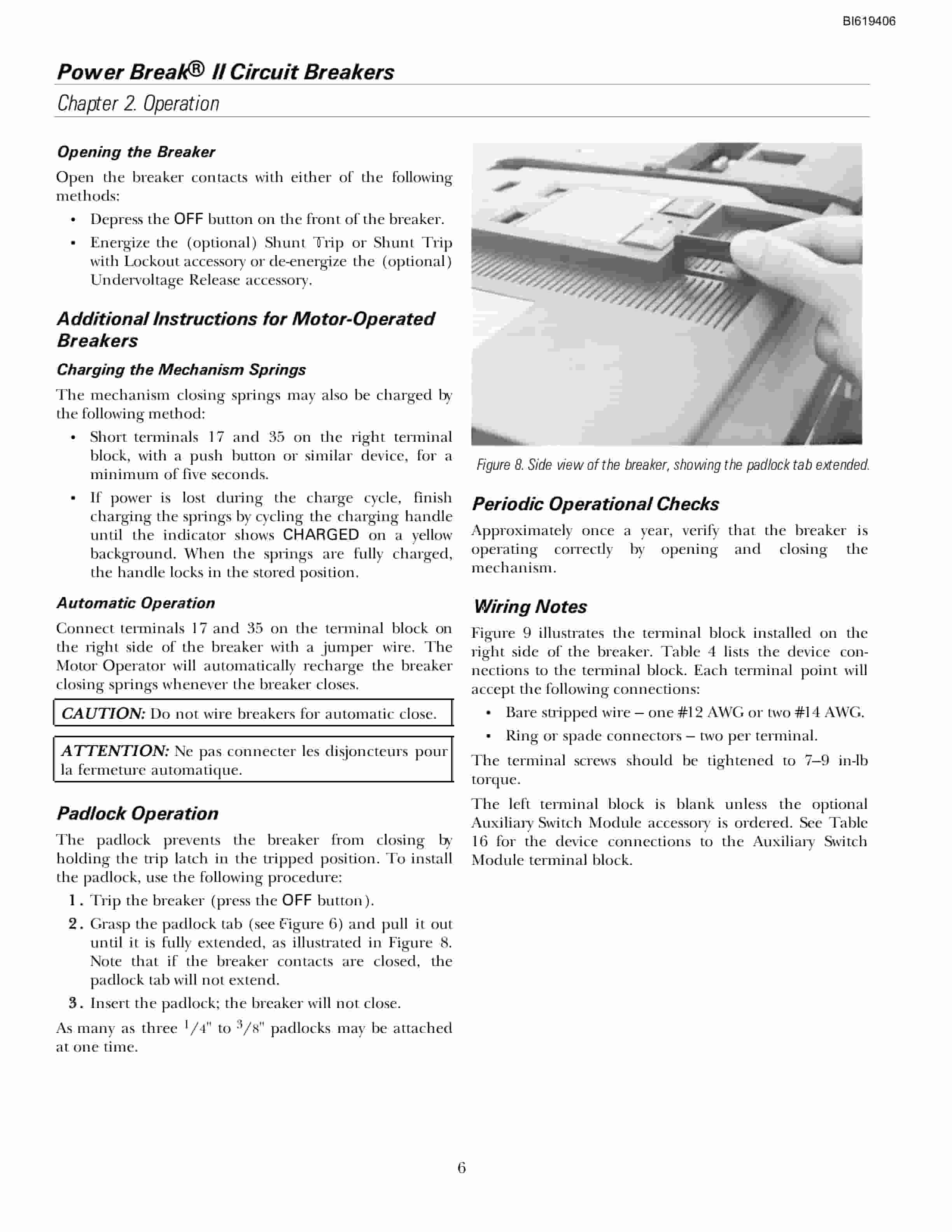 Bucyrus Power Break II Circuit Breakers 800-4000 A Frames Technical Manual BI619406-2