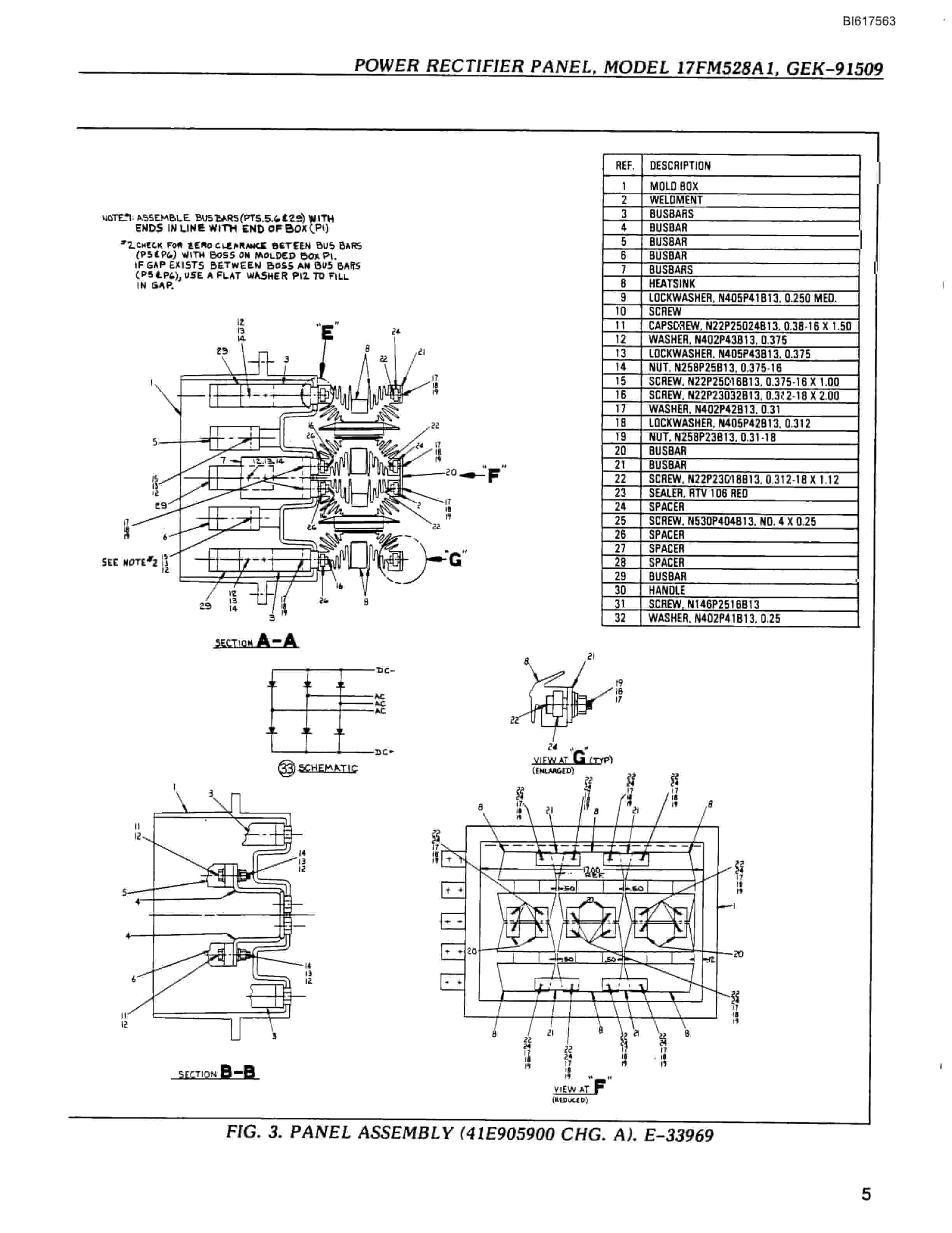 Bucyrus Power Rectifier Panel 17FM528A1 Technical Manual BI617563-2