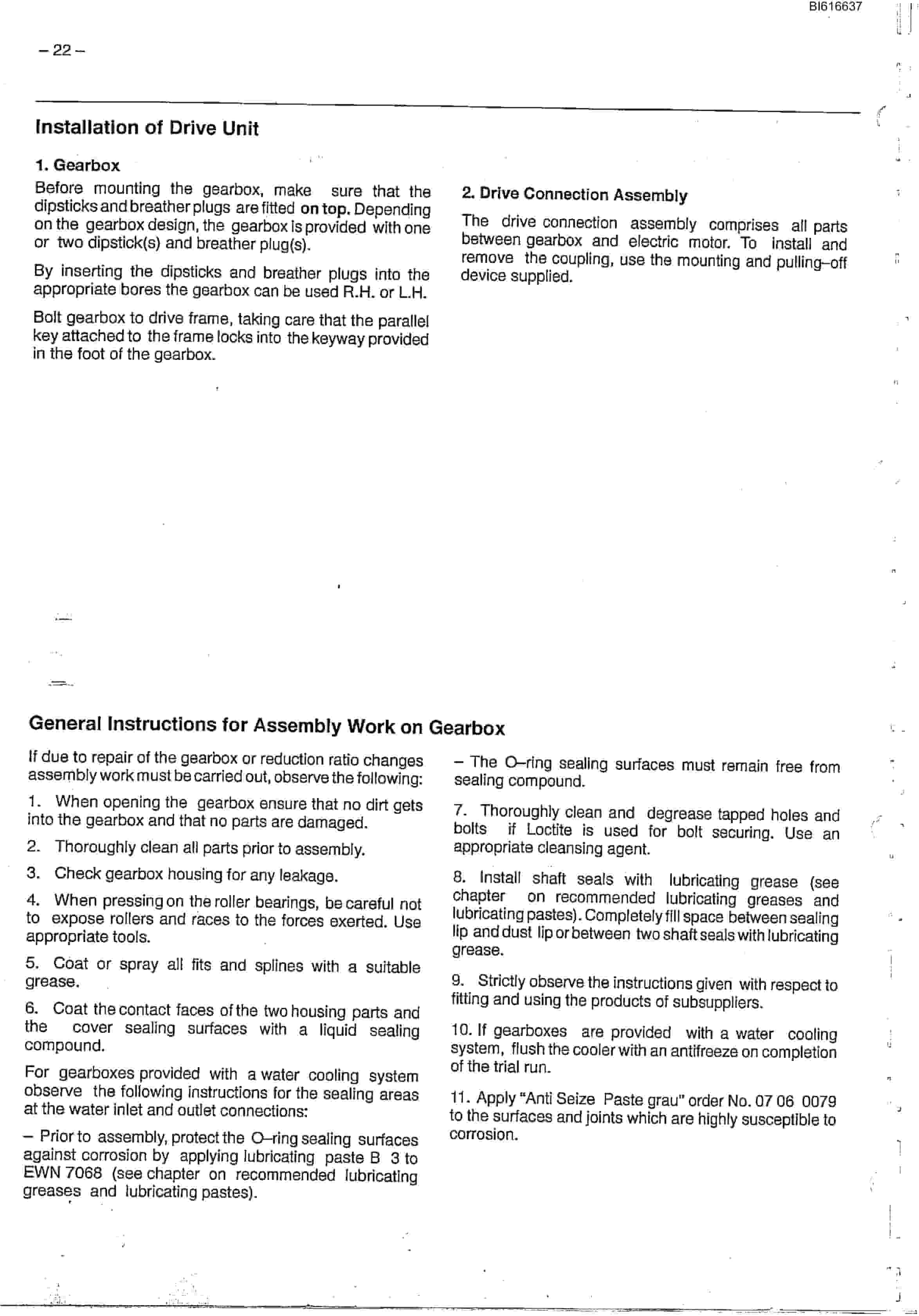 Bucyrus Power Unit With SF-25 Spur Gearbox Technical Manual BI616637-3