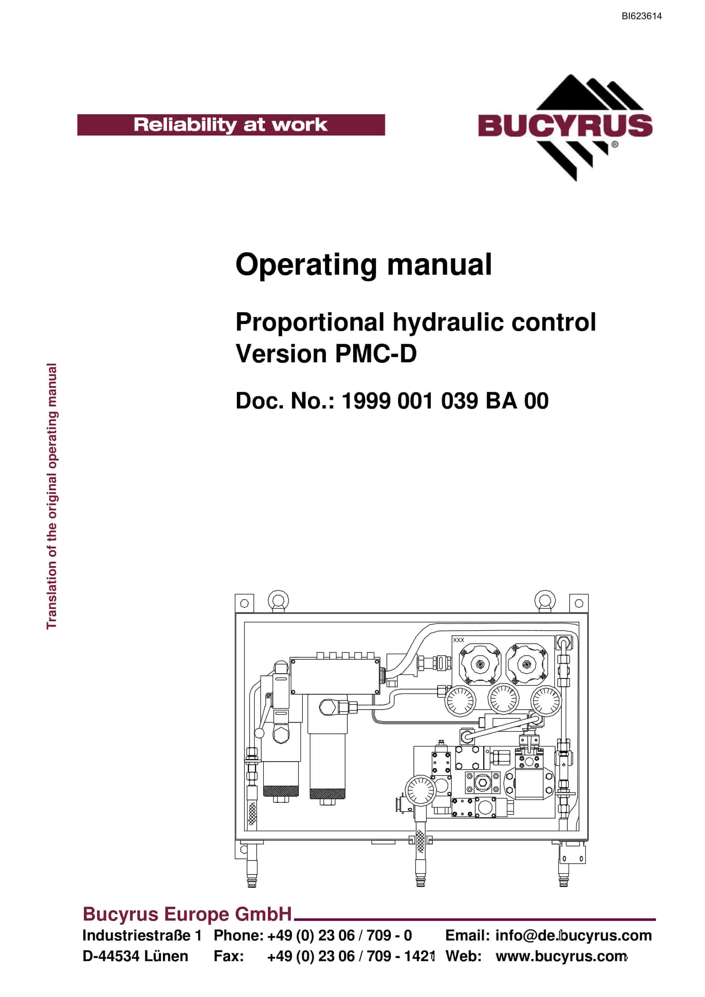 Bucyrus Proportional Hydraulic Control Ver PMC-D Operating Manual BI623614