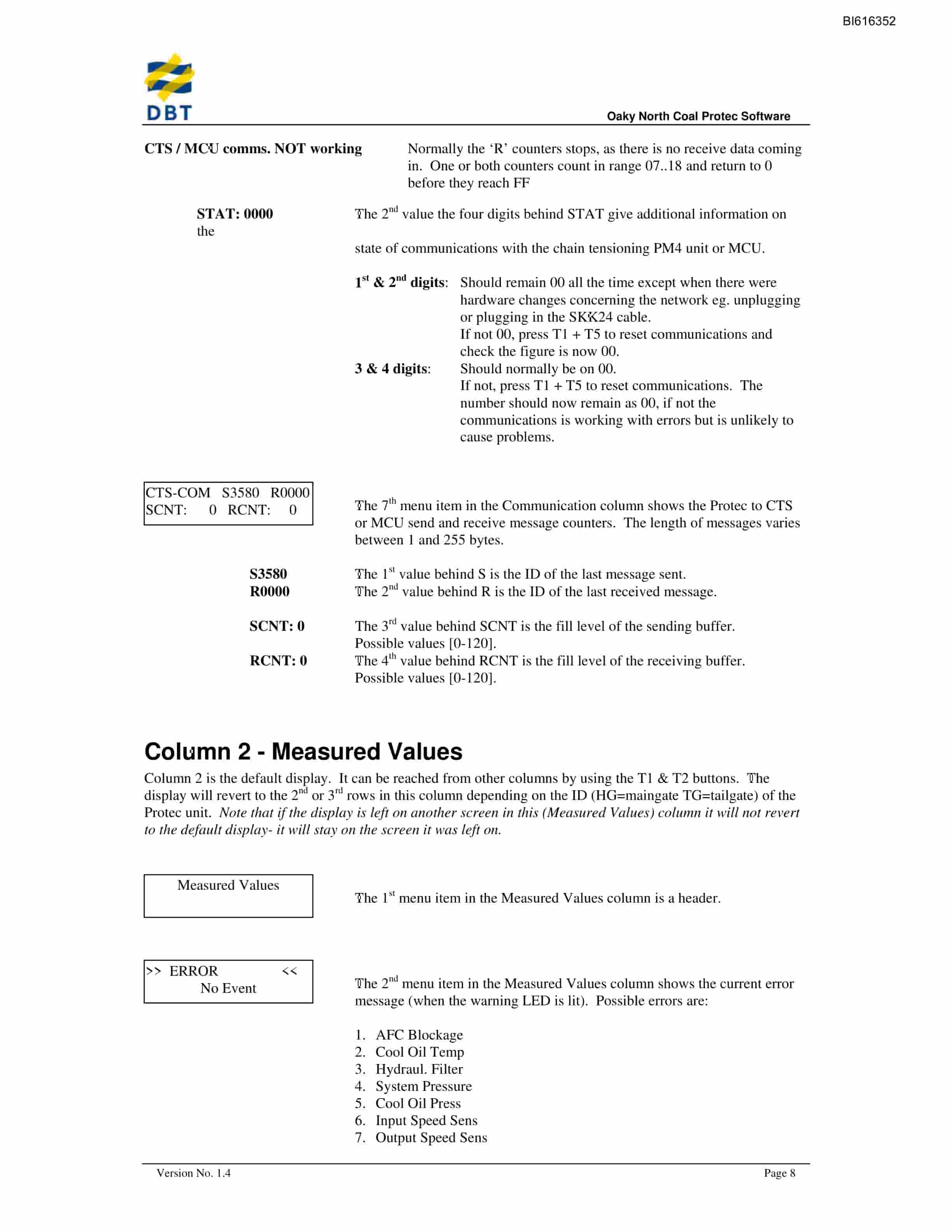 Bucyrus Protec Software V4.65e Technical Manual BI616352-2
