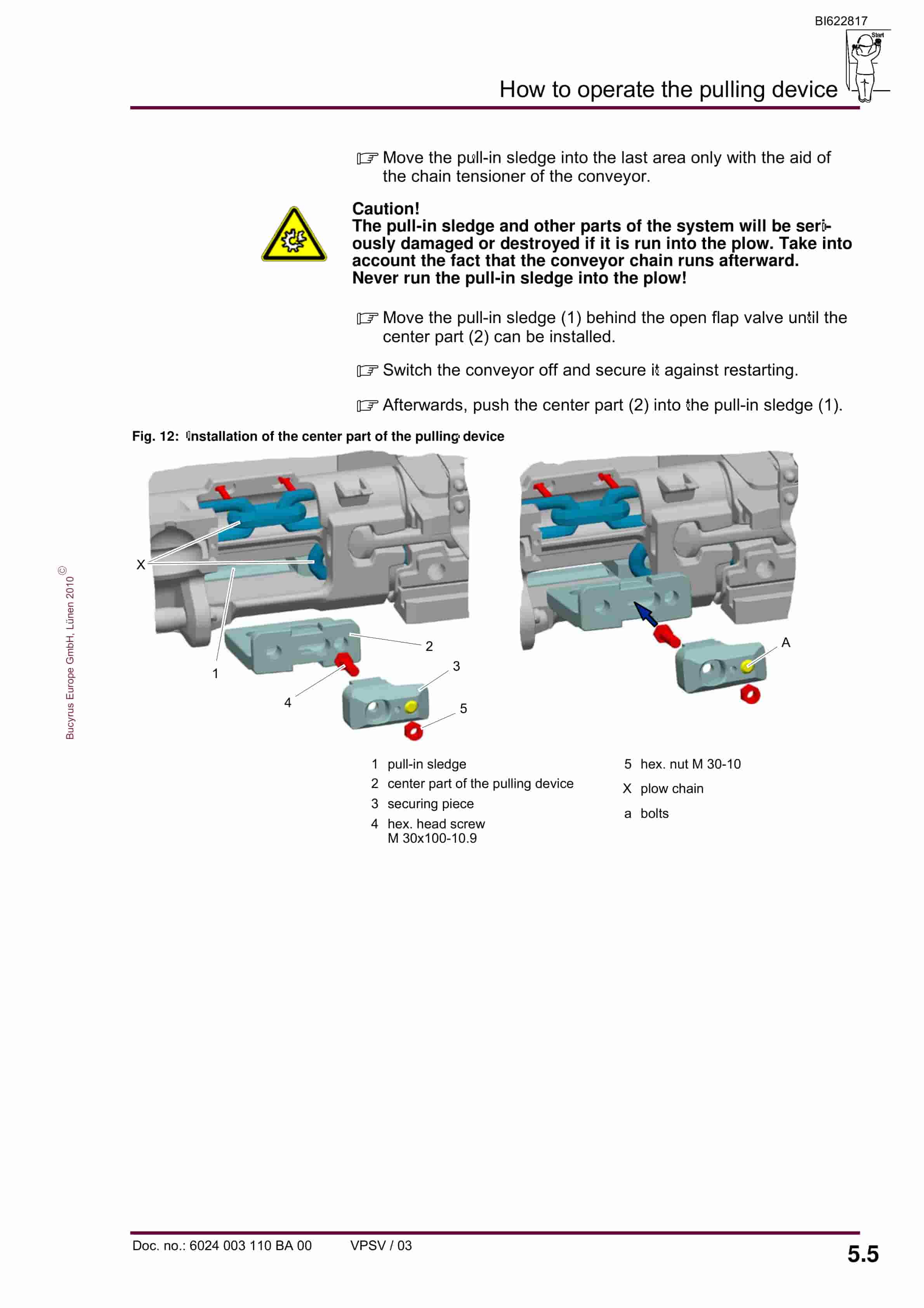 Bucyrus Pulling Device For Base-Plate Plow Chains (RHH 800) Operating Manual BI622817-3