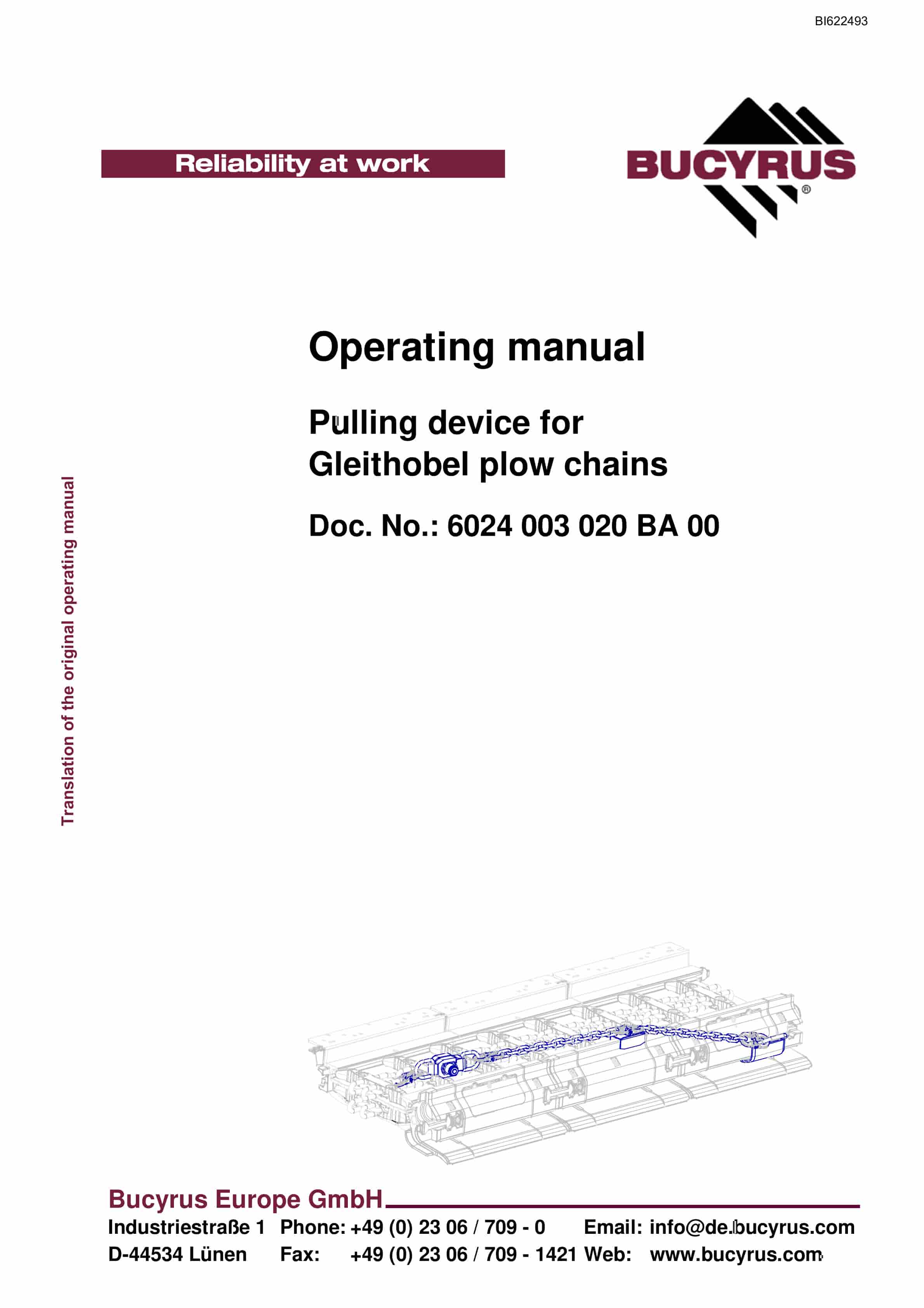 Bucyrus Pulling Device For Gleithobel Plow Chains Operating Manual BI622493