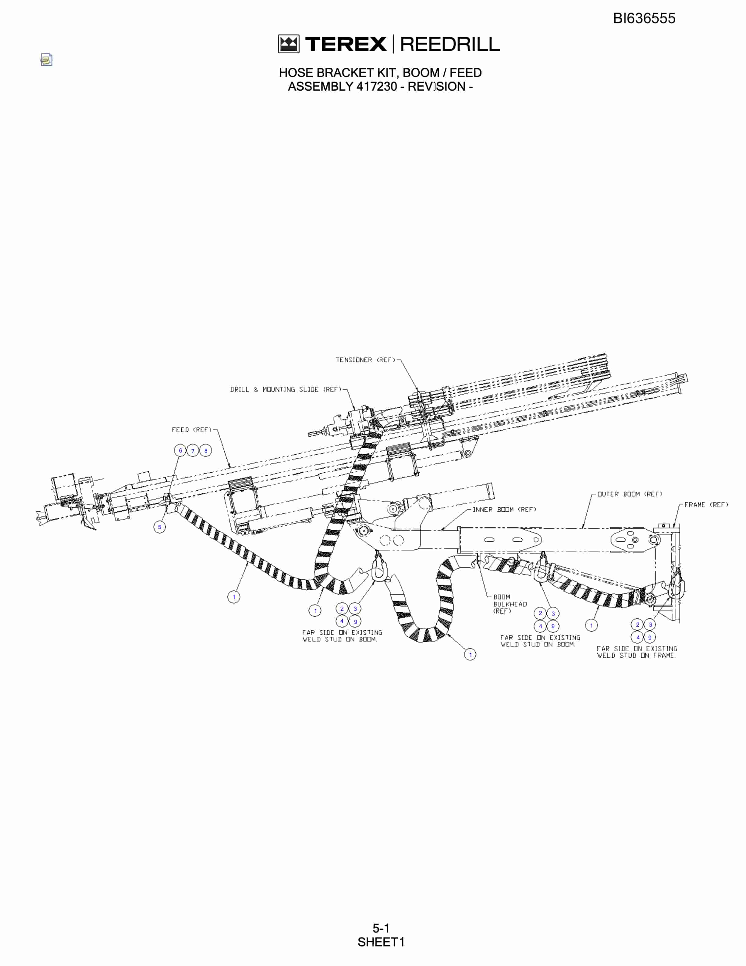 Bucyrus R20 Hydra-Trac Self-Contained Hydraulic Track Drills Parts Catalog BI636555-3