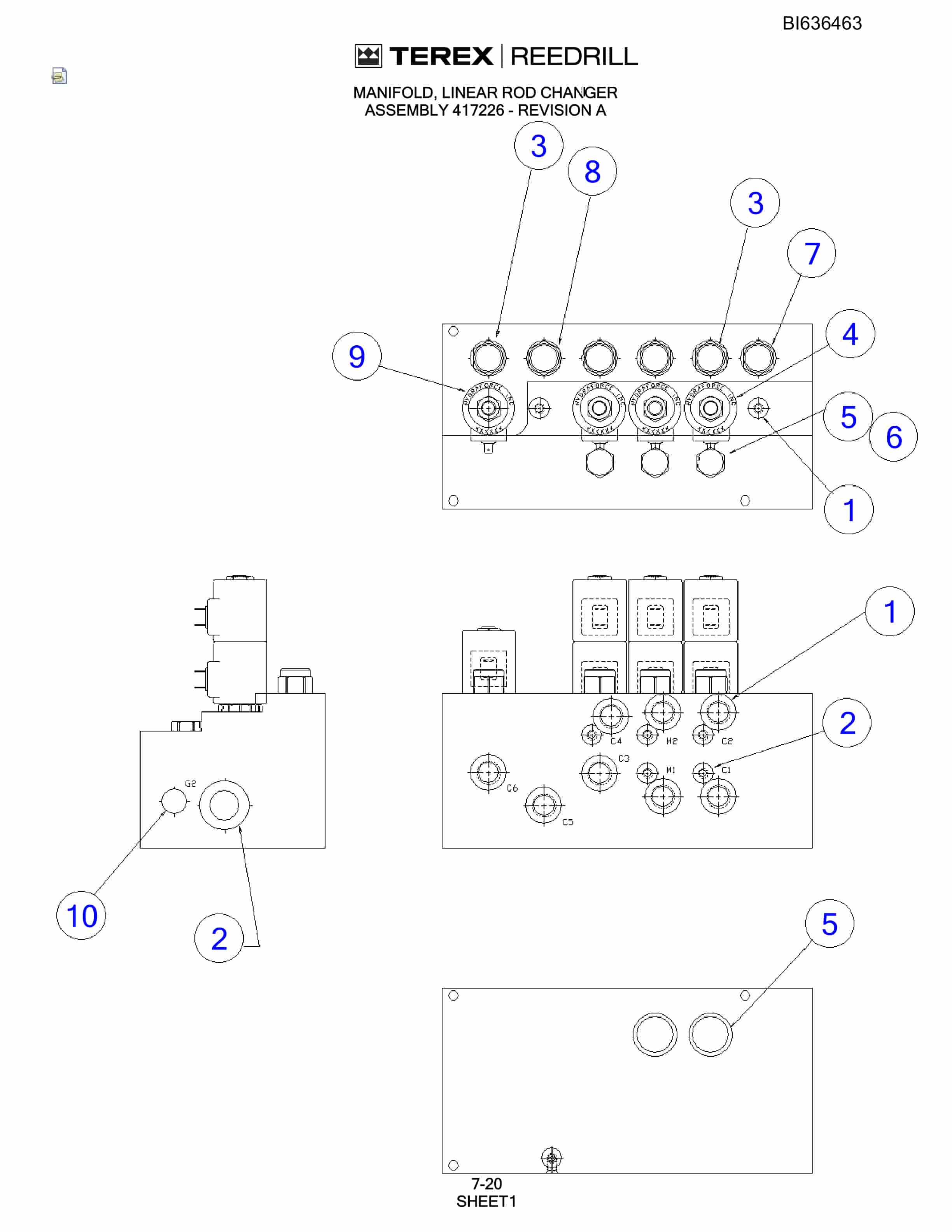 Bucyrus R20C-45 Hydra-Trac Self-Contained Hydraulic Track Drills Parts Catalog BI636463-5