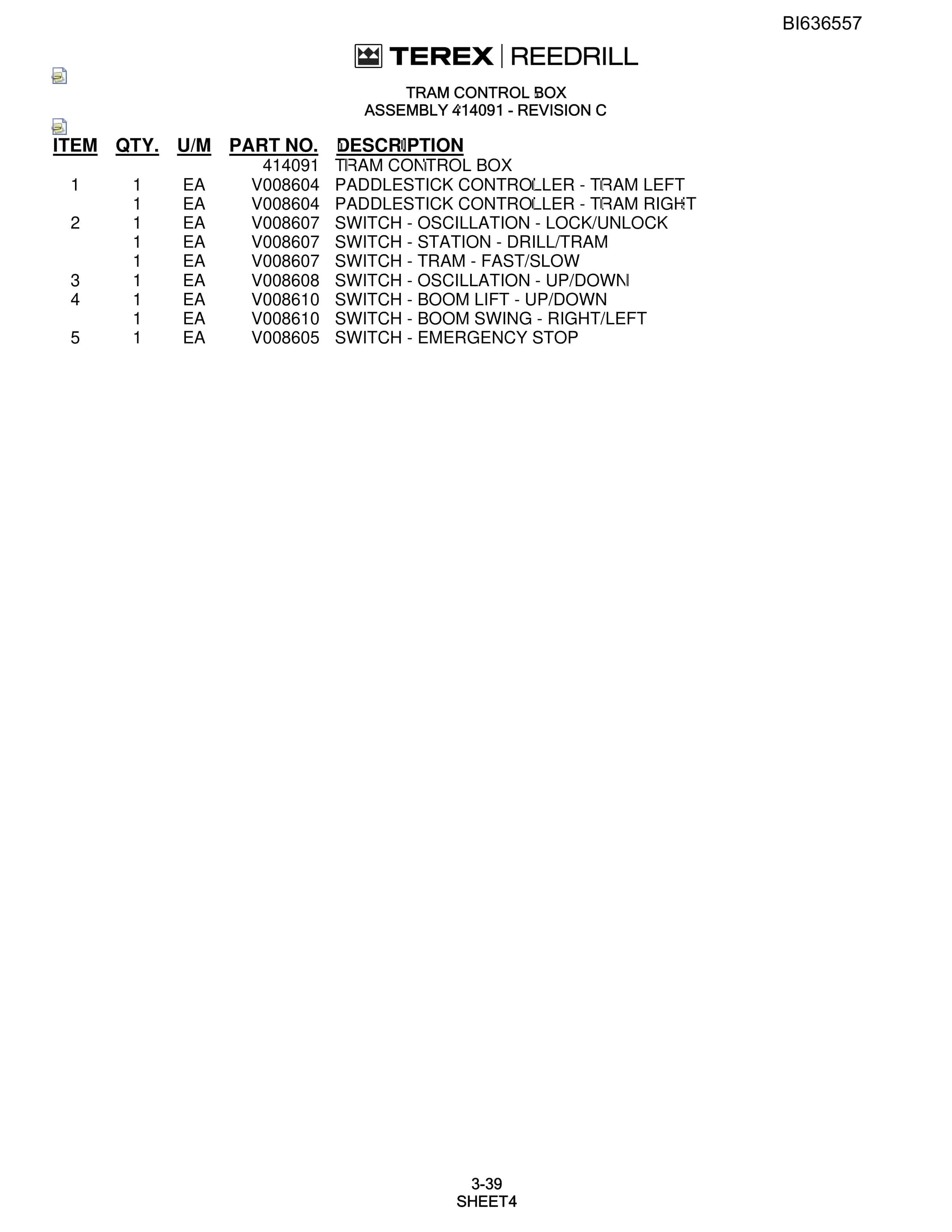 Bucyrus R20C-45 Hydra-Trac Self-Contained Hydraulic Track Drills Parts Catalog BI636557-2