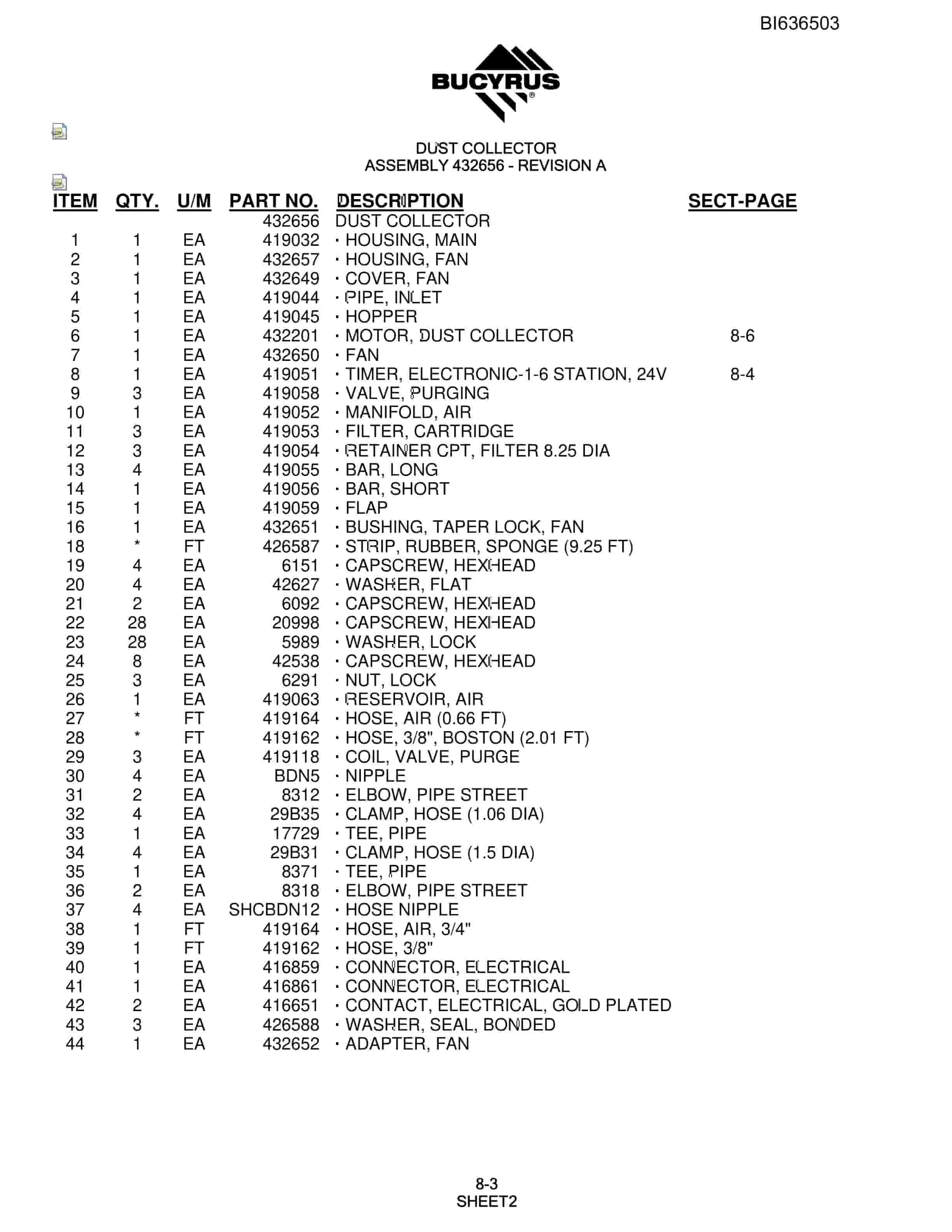 Bucyrus R20C Hydraulic Track Drill Parts Manual BI636503-5