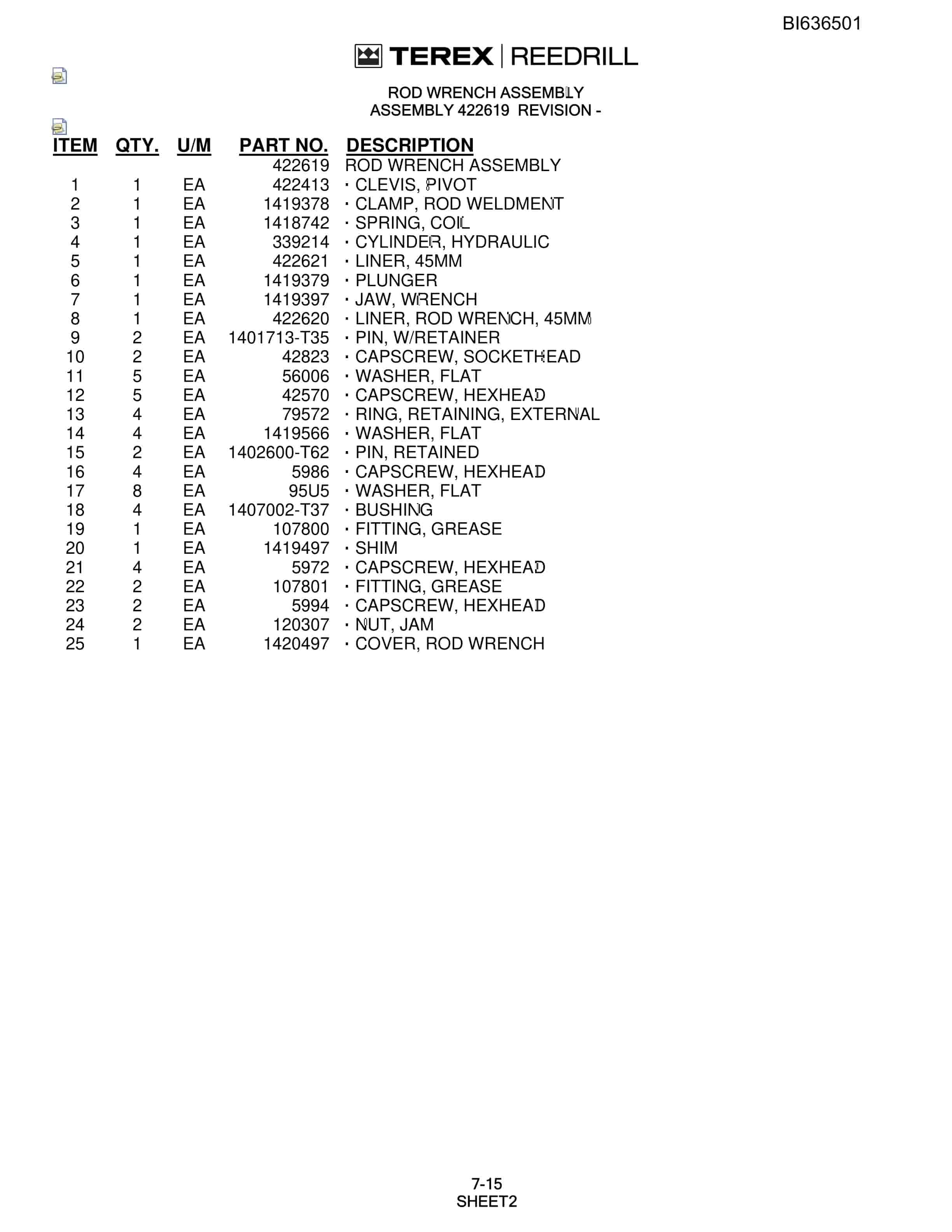 Bucyrus R20C Parts Catalog BI636501-5