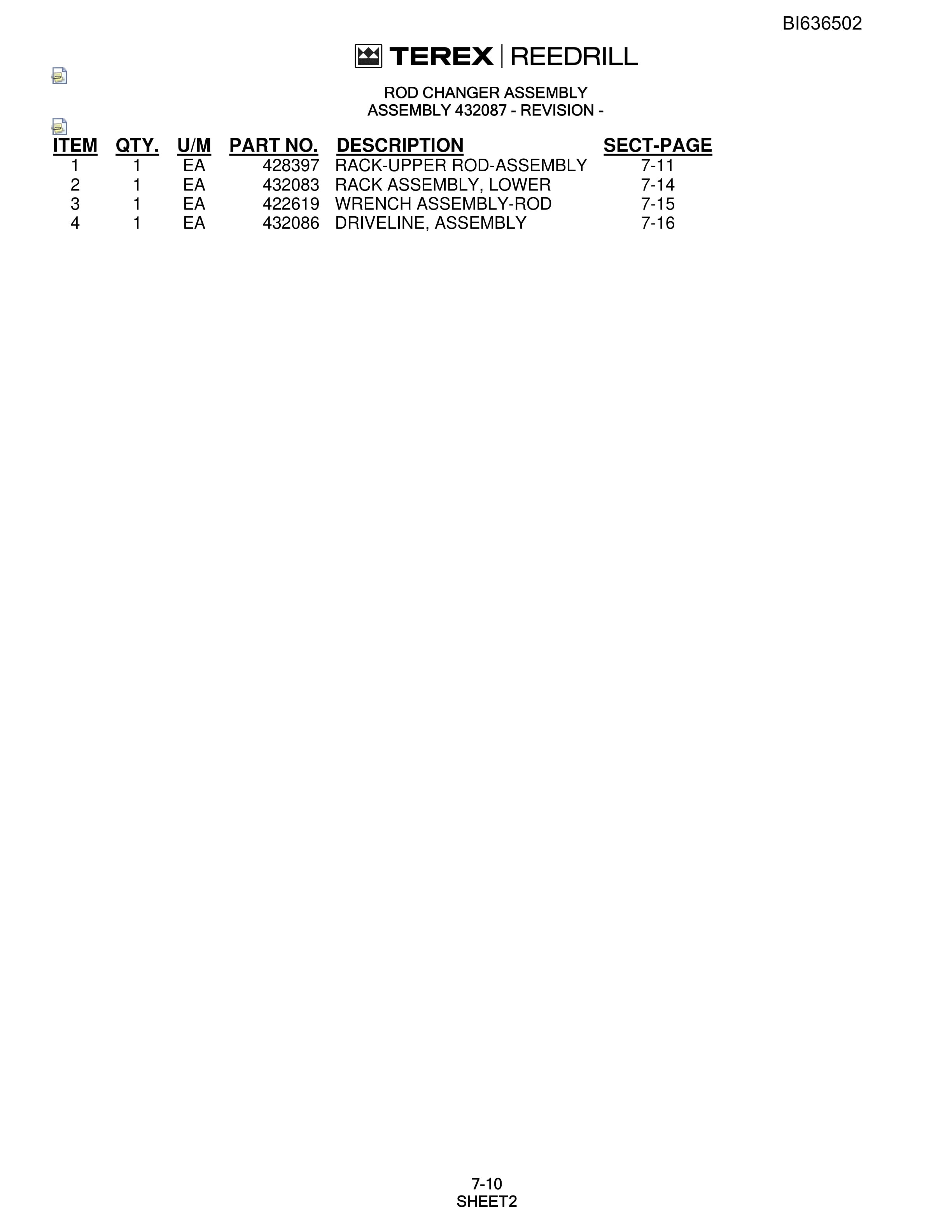 Bucyrus R20C Parts Catalog BI636502-4