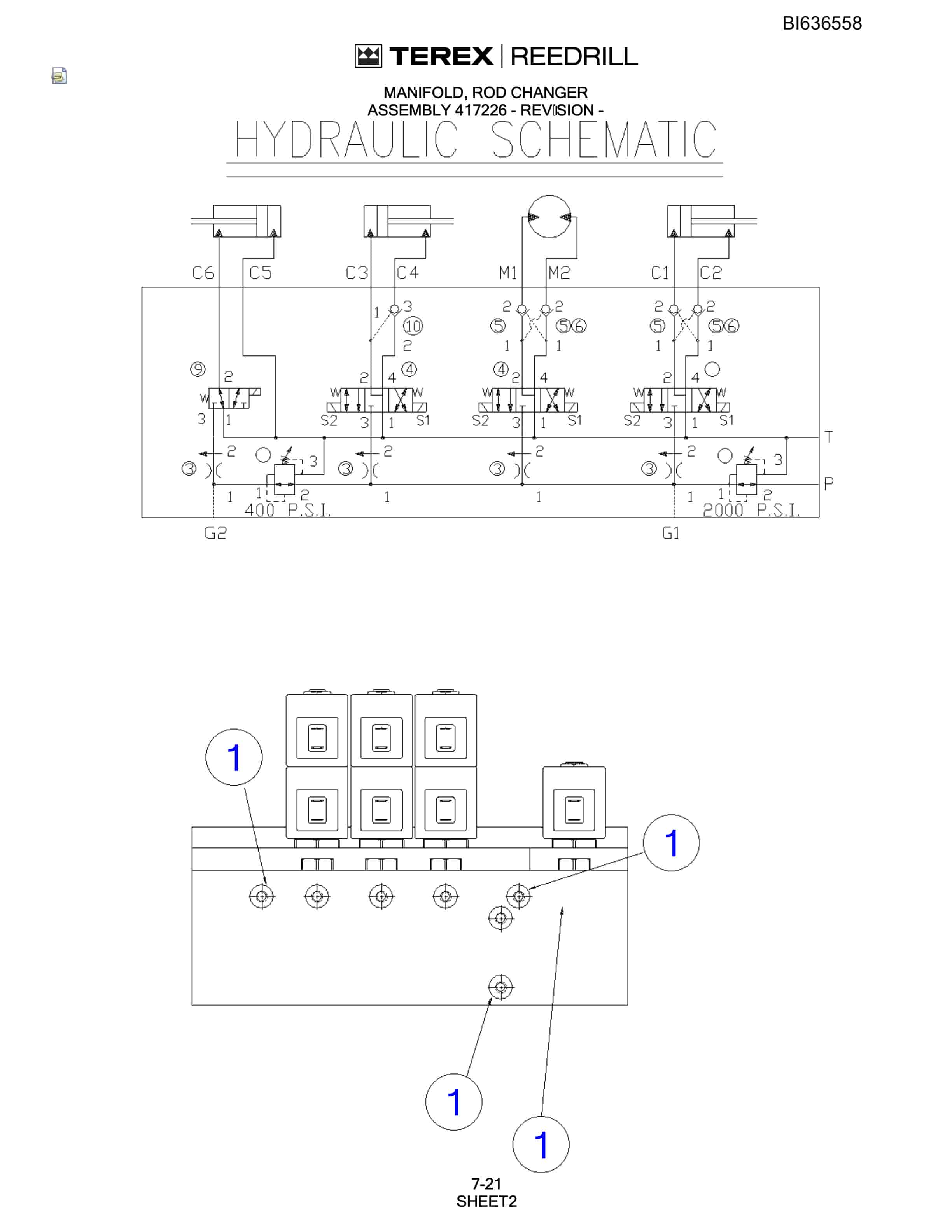 Bucyrus R20T-45 Hydra-Trac Self-Contained Hydraulic Track Drills Parts Catalog BI636558-5