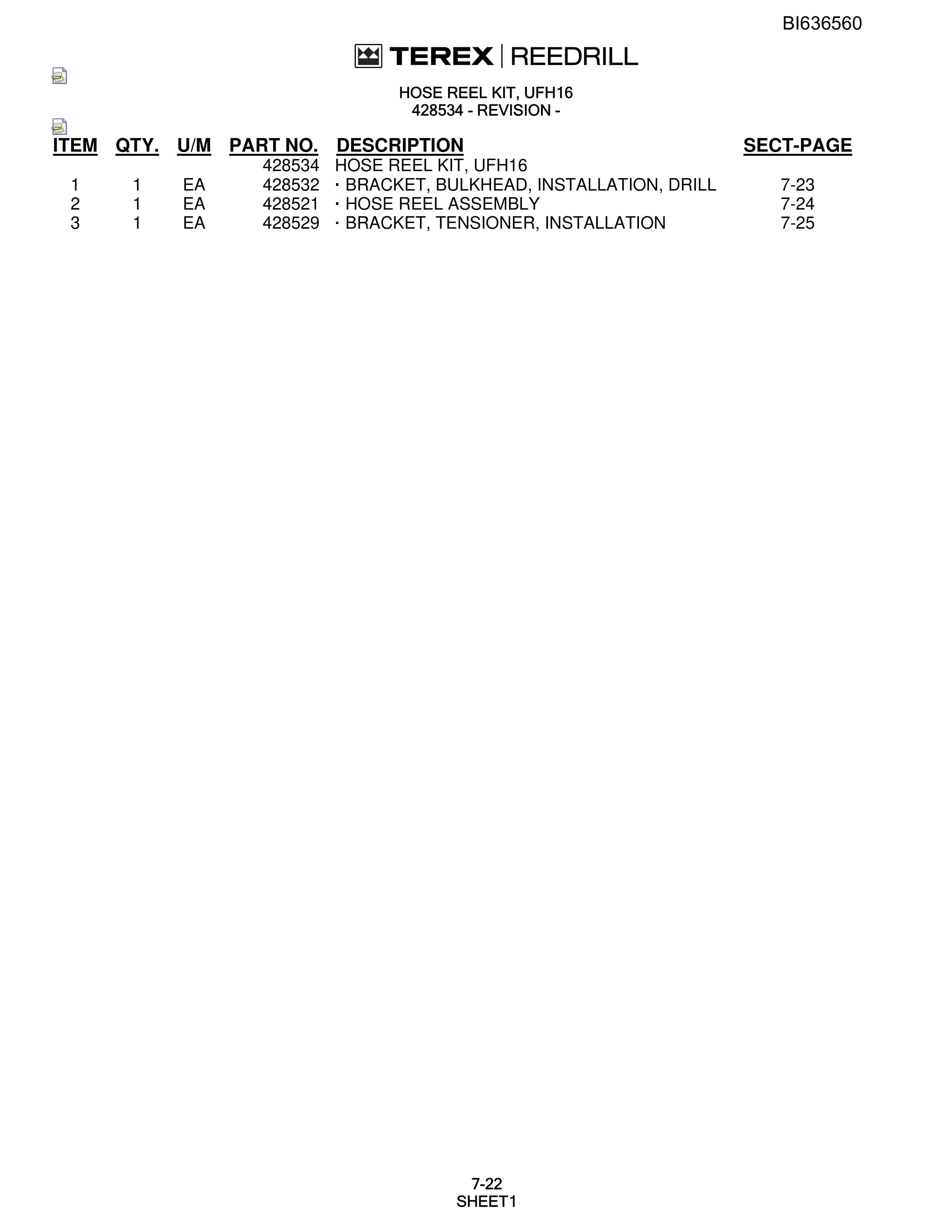 Bucyrus R20T-45 Parts Catalog BI636560-5
