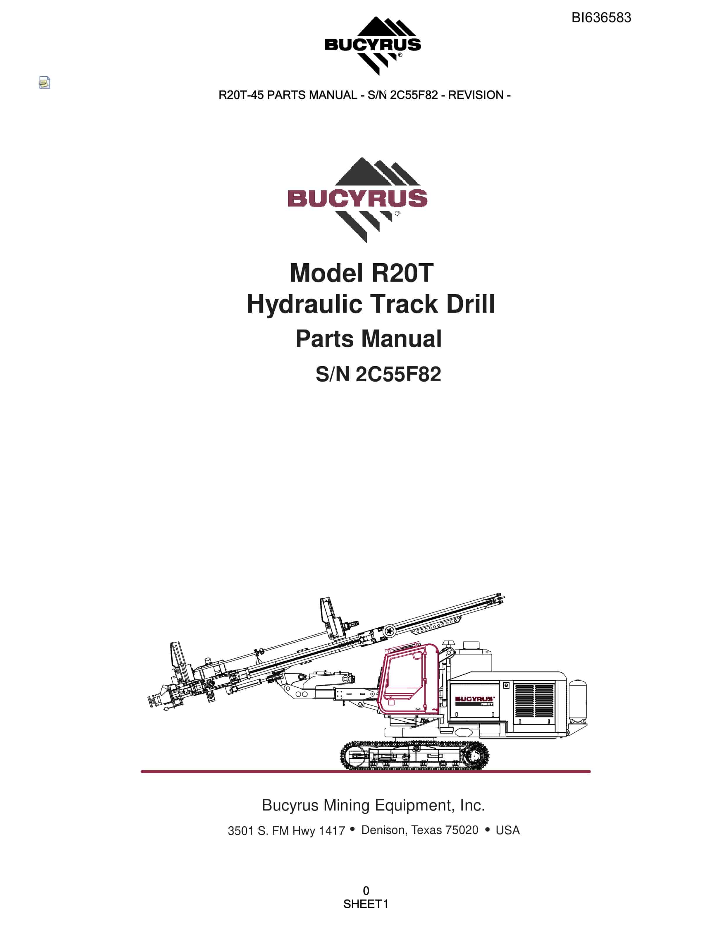 Bucyrus R20T Hydraulic Track Drill Parts Manual BI636583