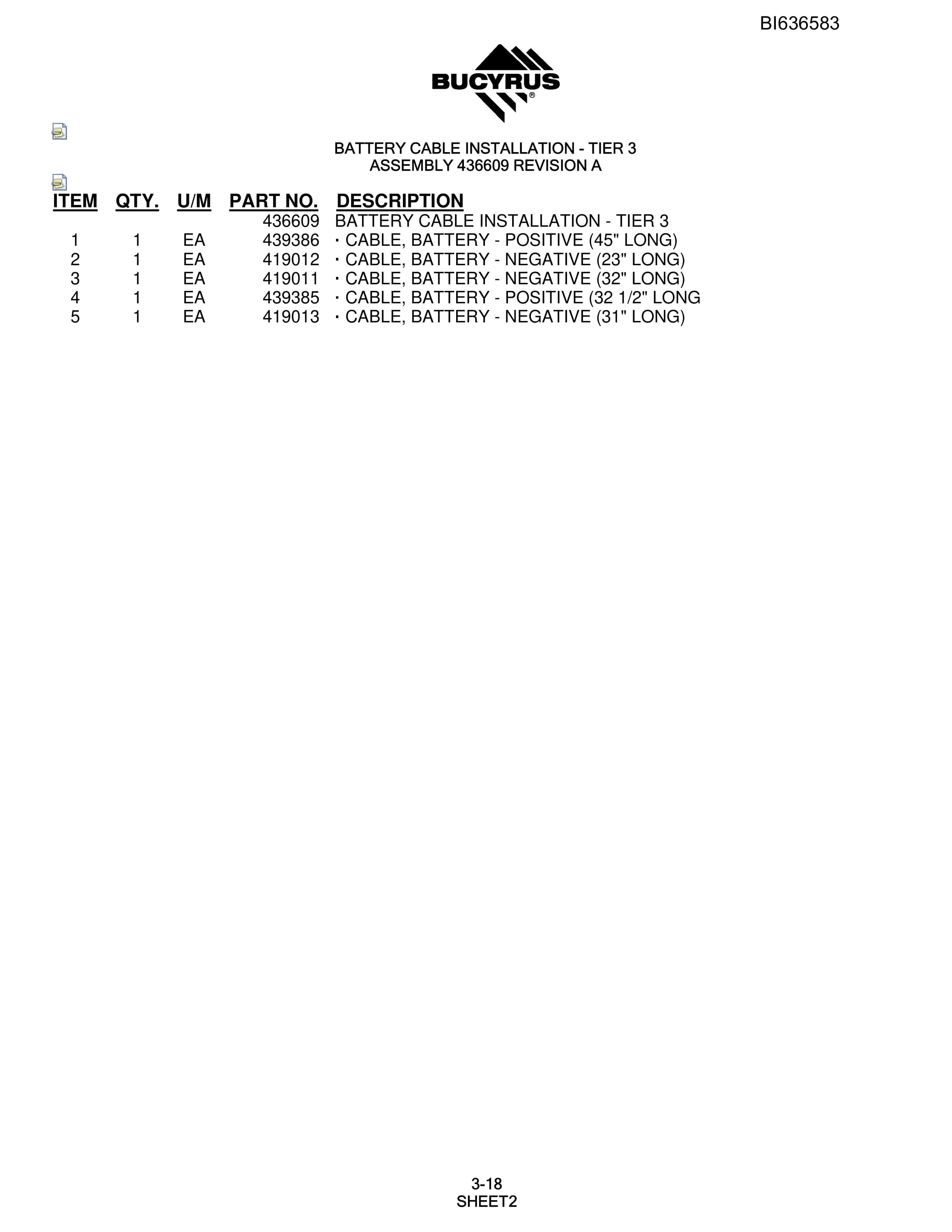Bucyrus R20T Hydraulic Track Drill Parts Manual BI636583-2