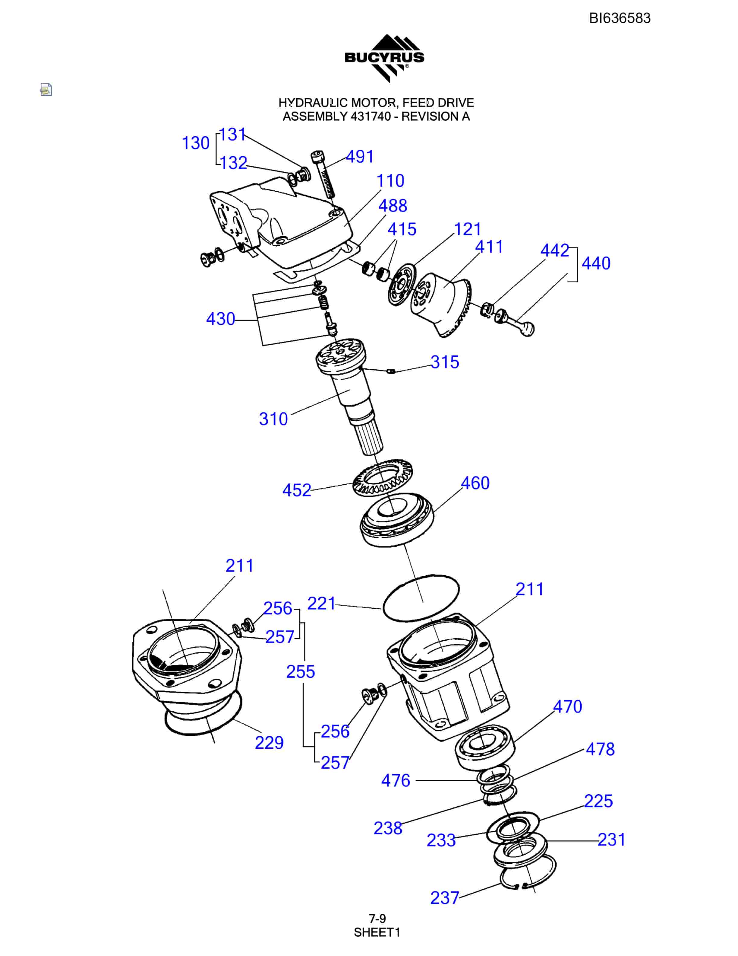 Bucyrus R20T Hydraulic Track Drill Parts Manual BI636583-4