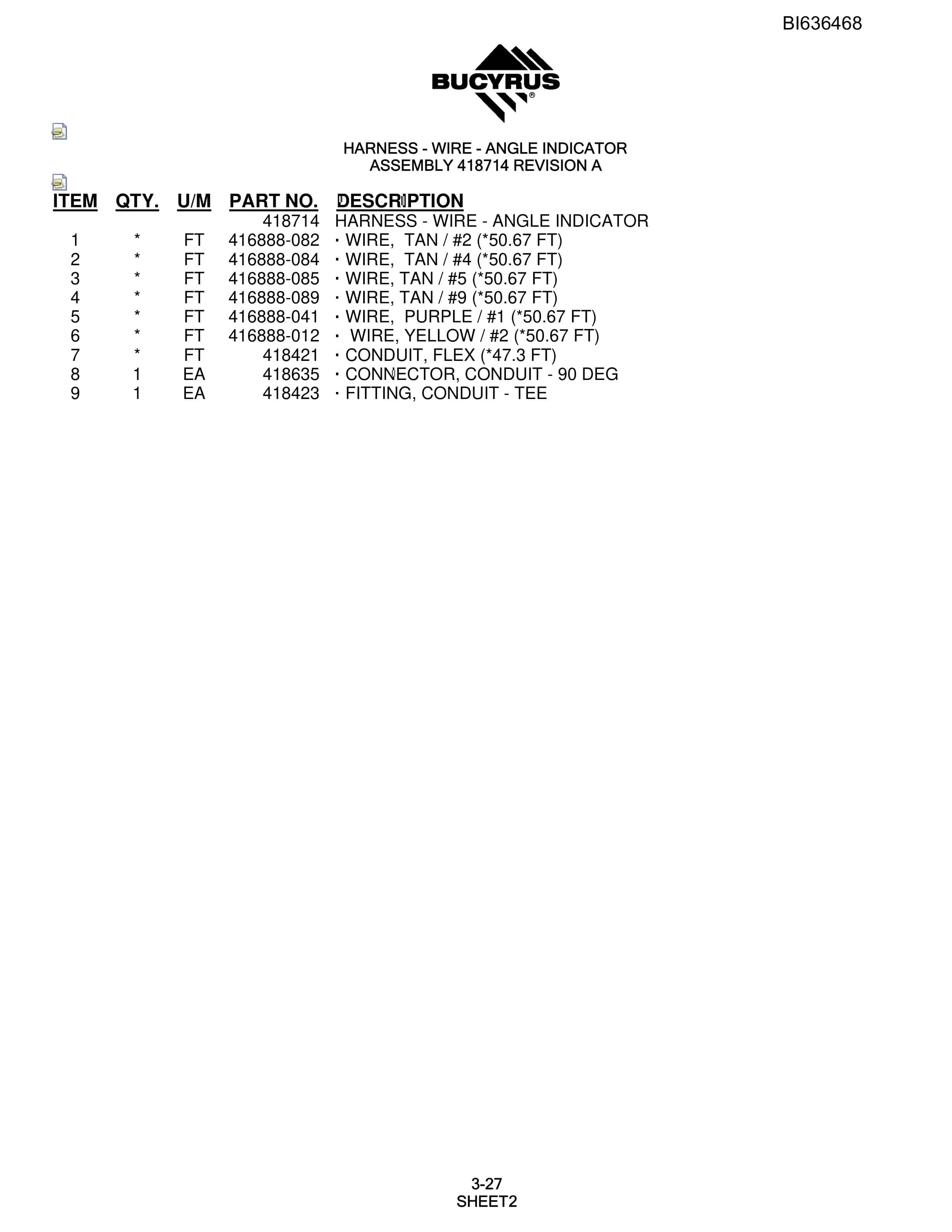 Bucyrus R20T Parts Catalog BI636468-2