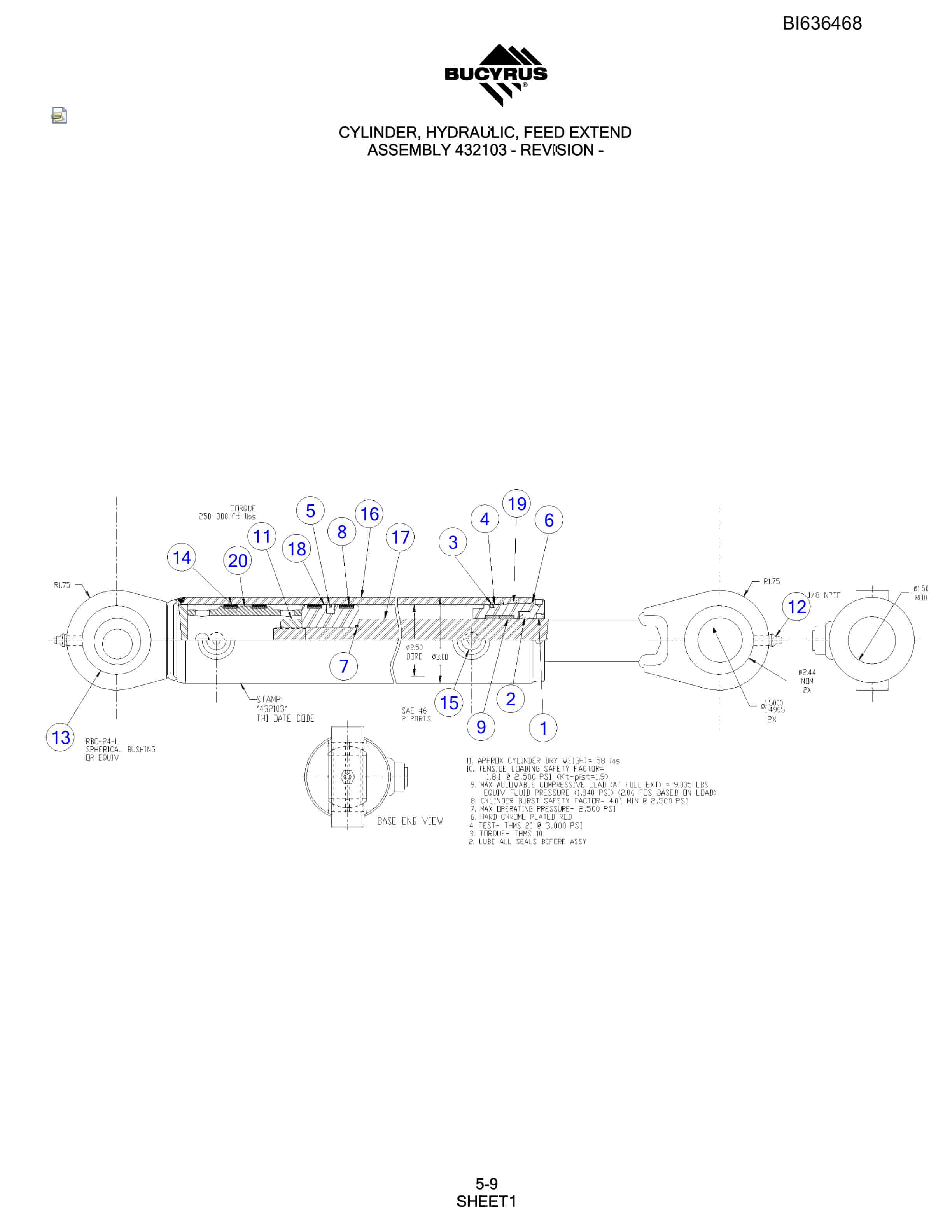 Bucyrus R20T Parts Catalog BI636468-3