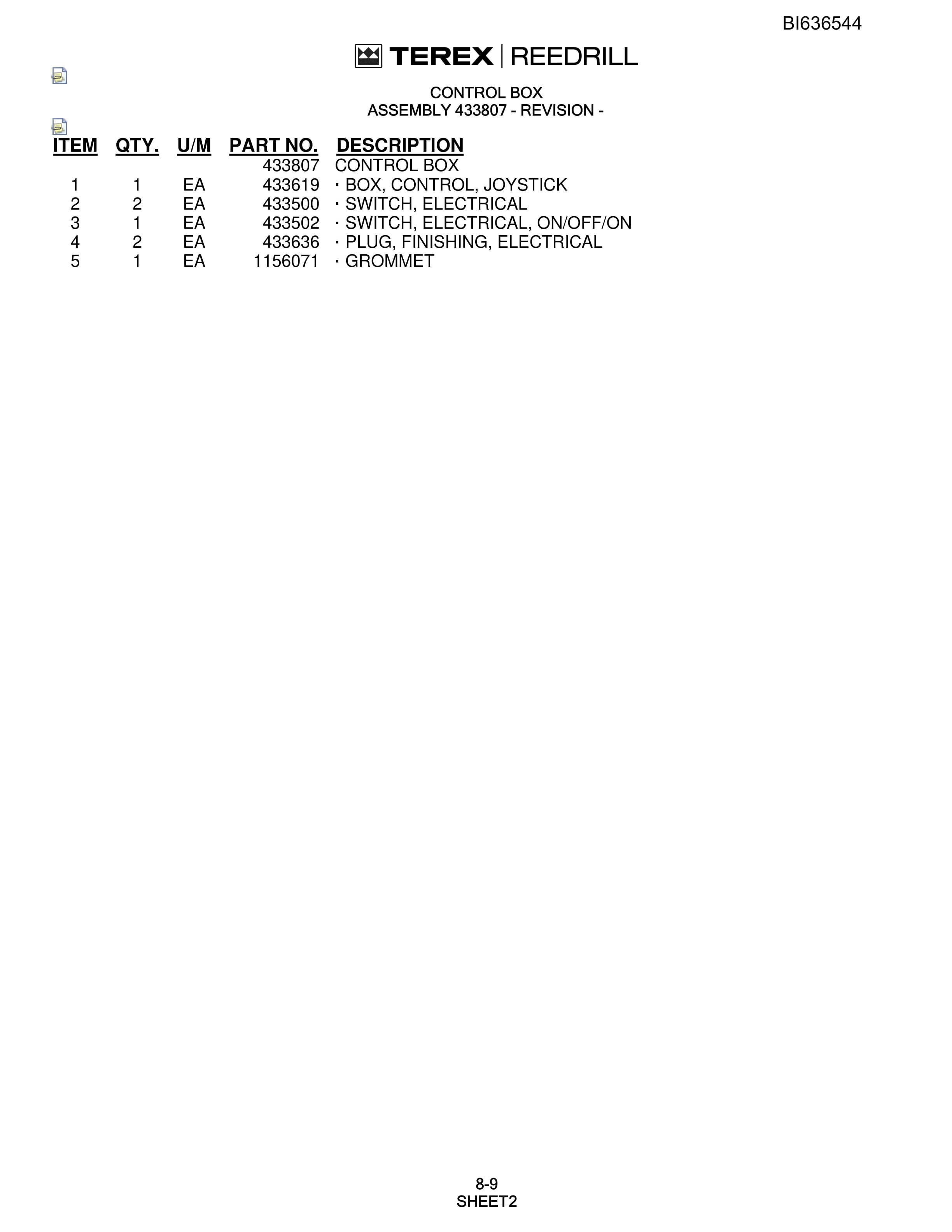 Bucyrus R30C Hydra-Trac Self-Contained Hydraulic Track Drills Parts Catalog BI636544-4