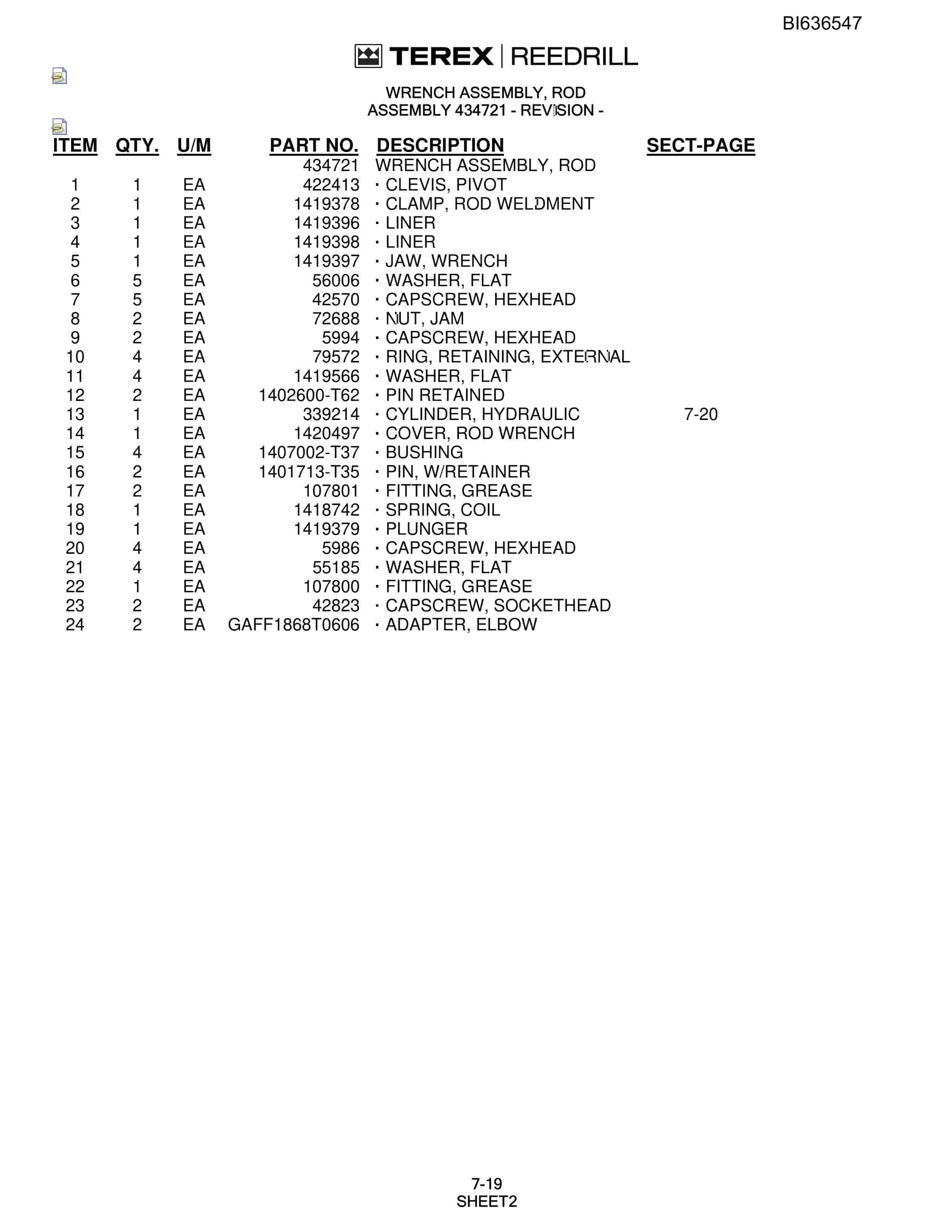 Bucyrus R30C Hydra-Trac Self-Contained Hydraulic Track Drills Parts Catalog BI636547-3