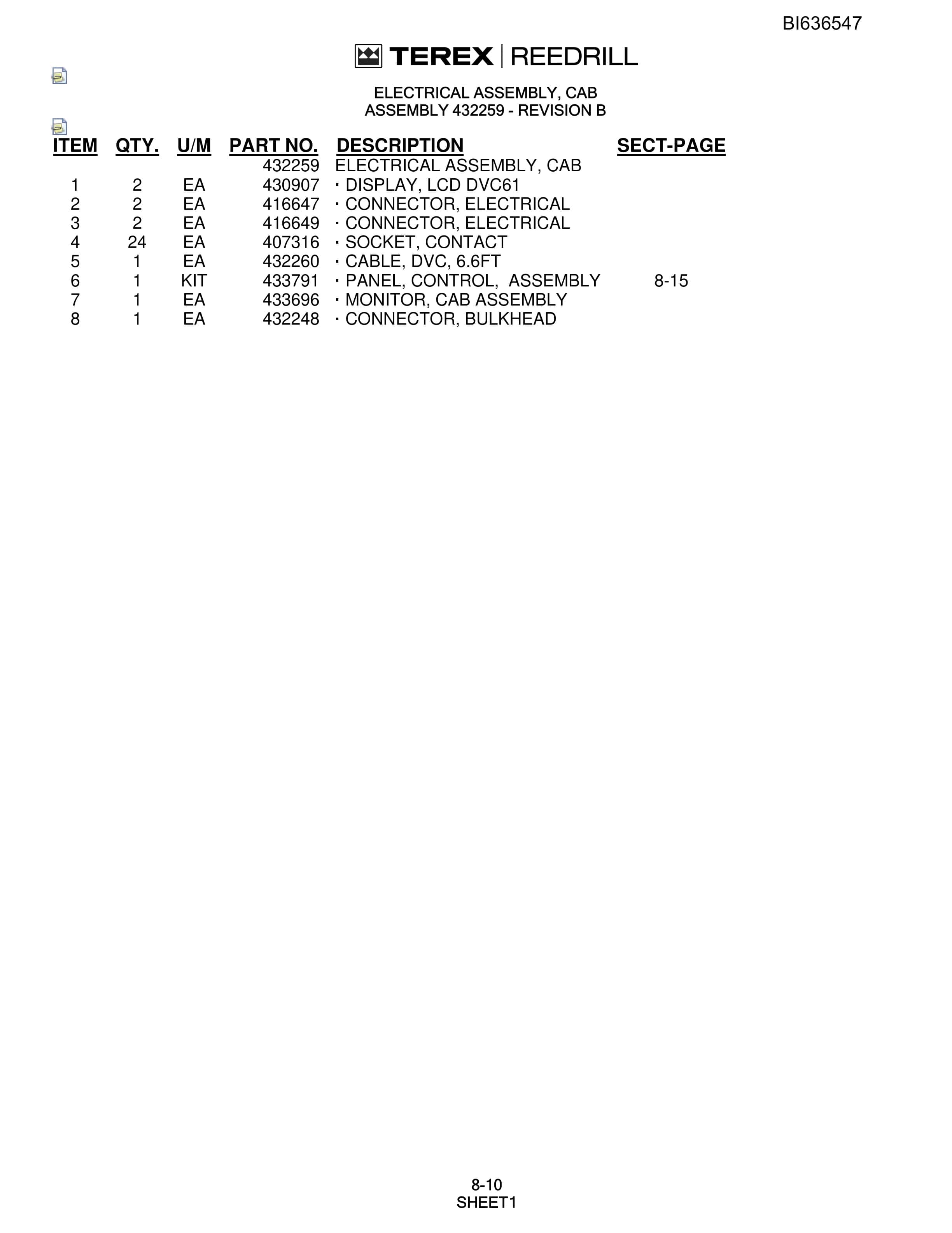 Bucyrus R30C Hydra-Trac Self-Contained Hydraulic Track Drills Parts Catalog BI636547-4