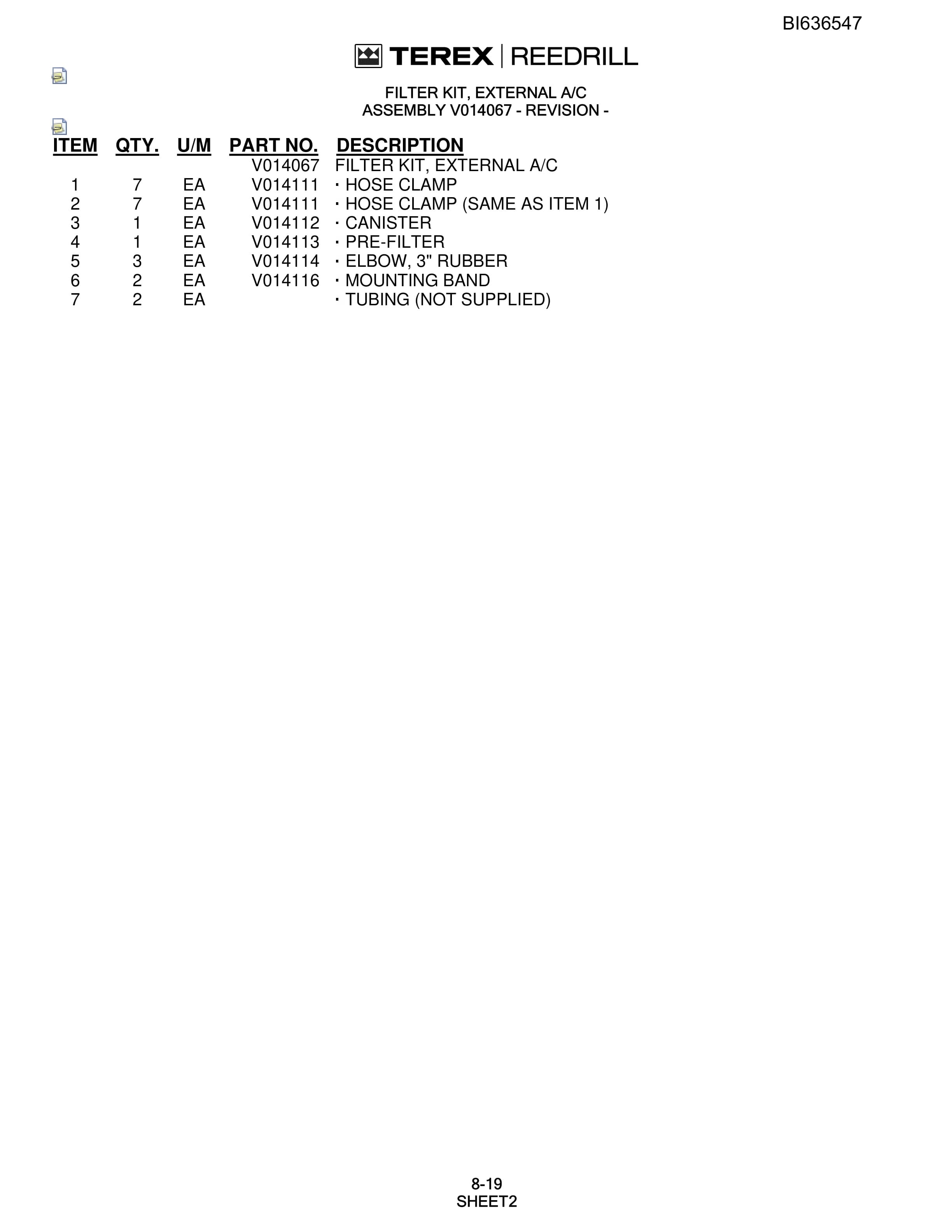 Bucyrus R30C Hydra-Trac Self-Contained Hydraulic Track Drills Parts Catalog BI636547-5