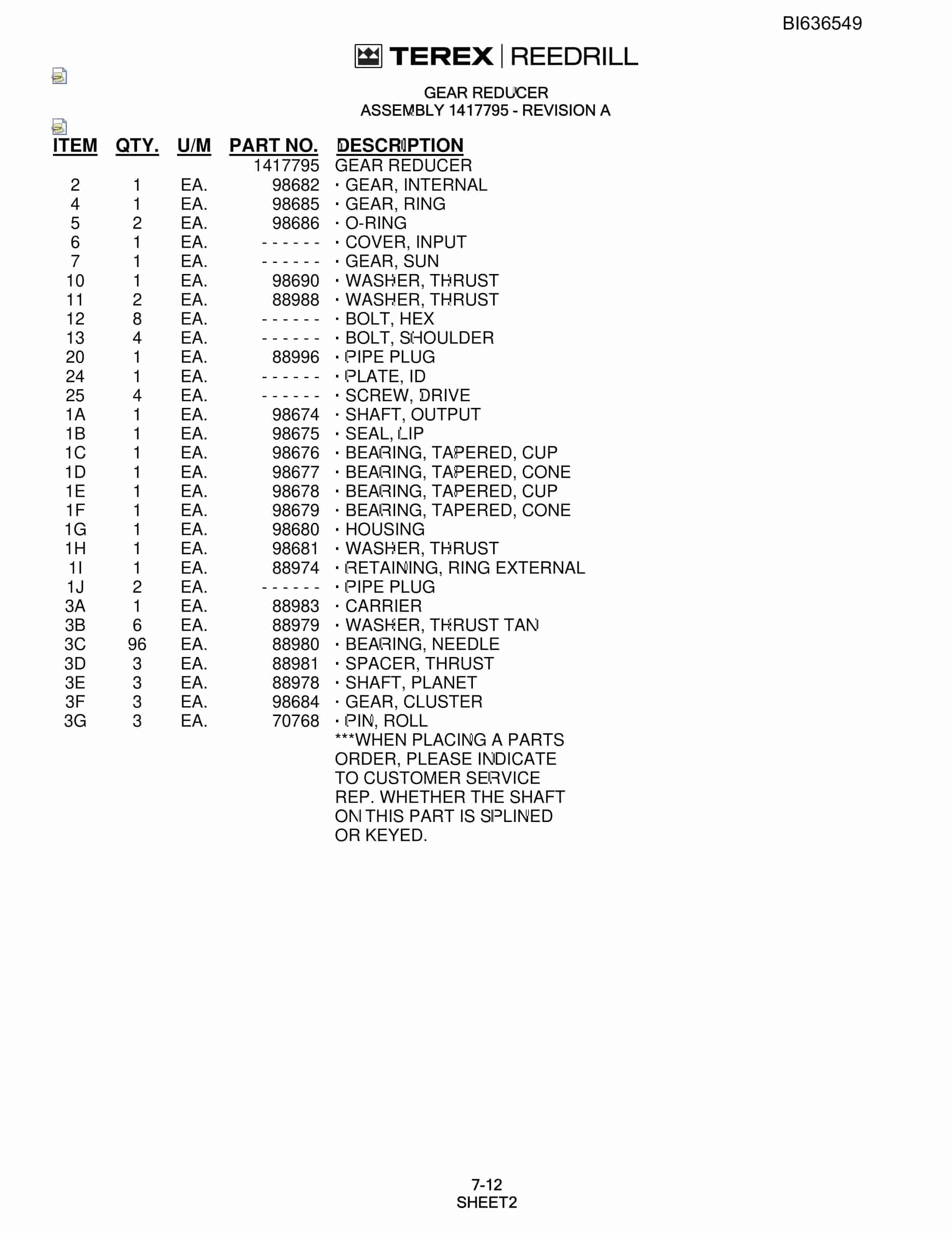 Bucyrus R30C Hydra-Trac Self-Contained Hydraulic Track Drills Parts Catalog BI636549-3