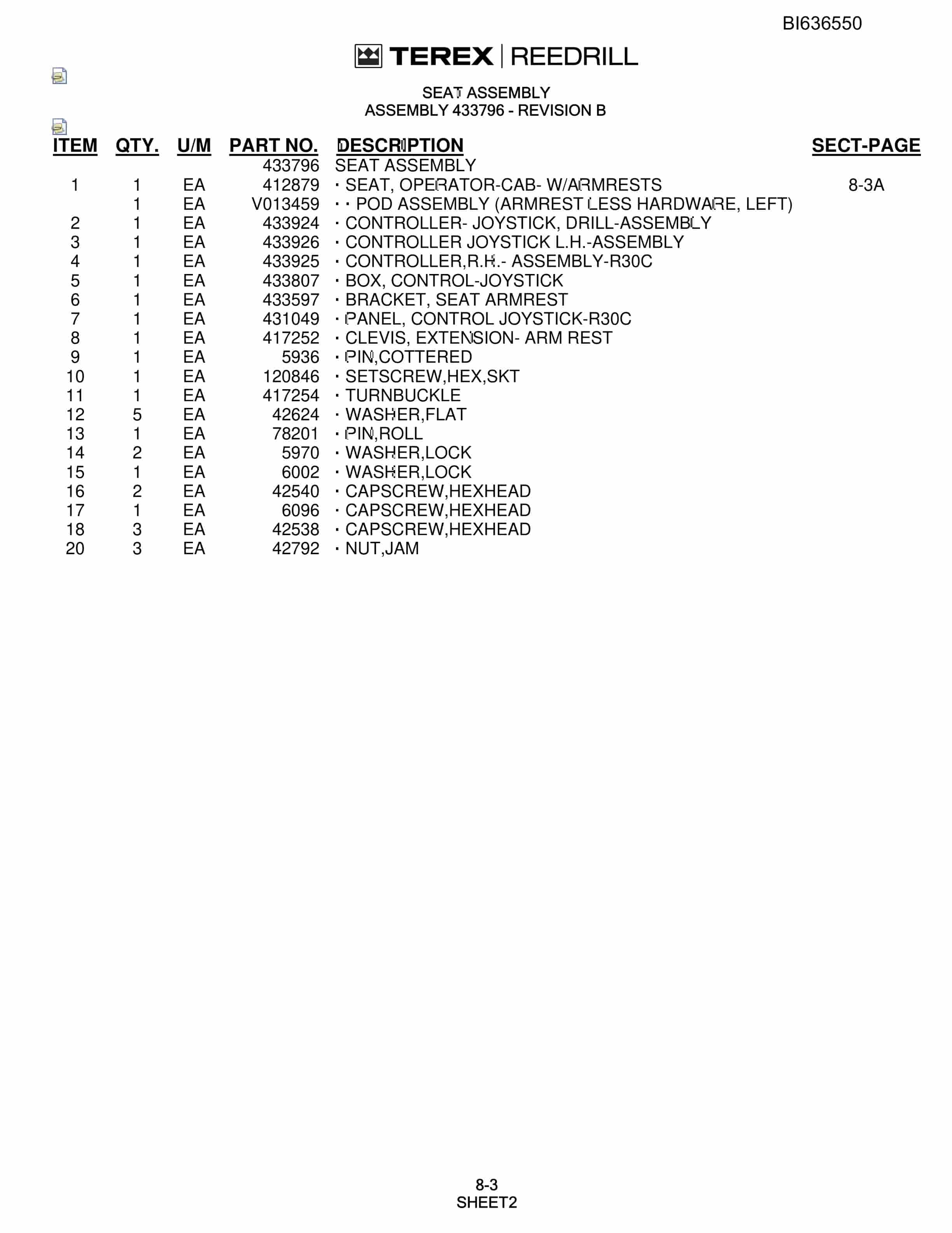 Bucyrus R30C Hydra-Trac Self-Contained Hydraulic Track Drills Parts Catalog BI636550-4