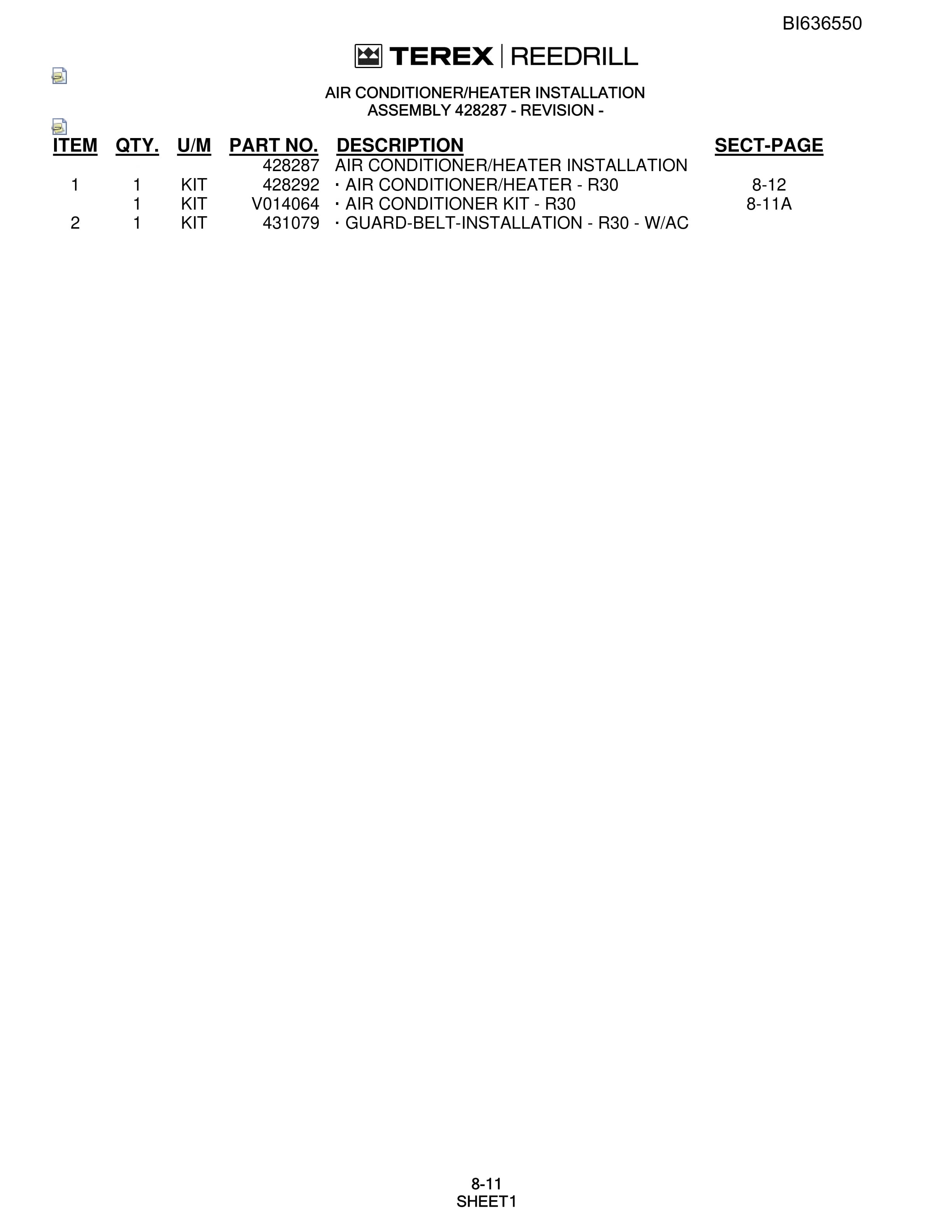 Bucyrus R30C Hydra-Trac Self-Contained Hydraulic Track Drills Parts Catalog BI636550-5