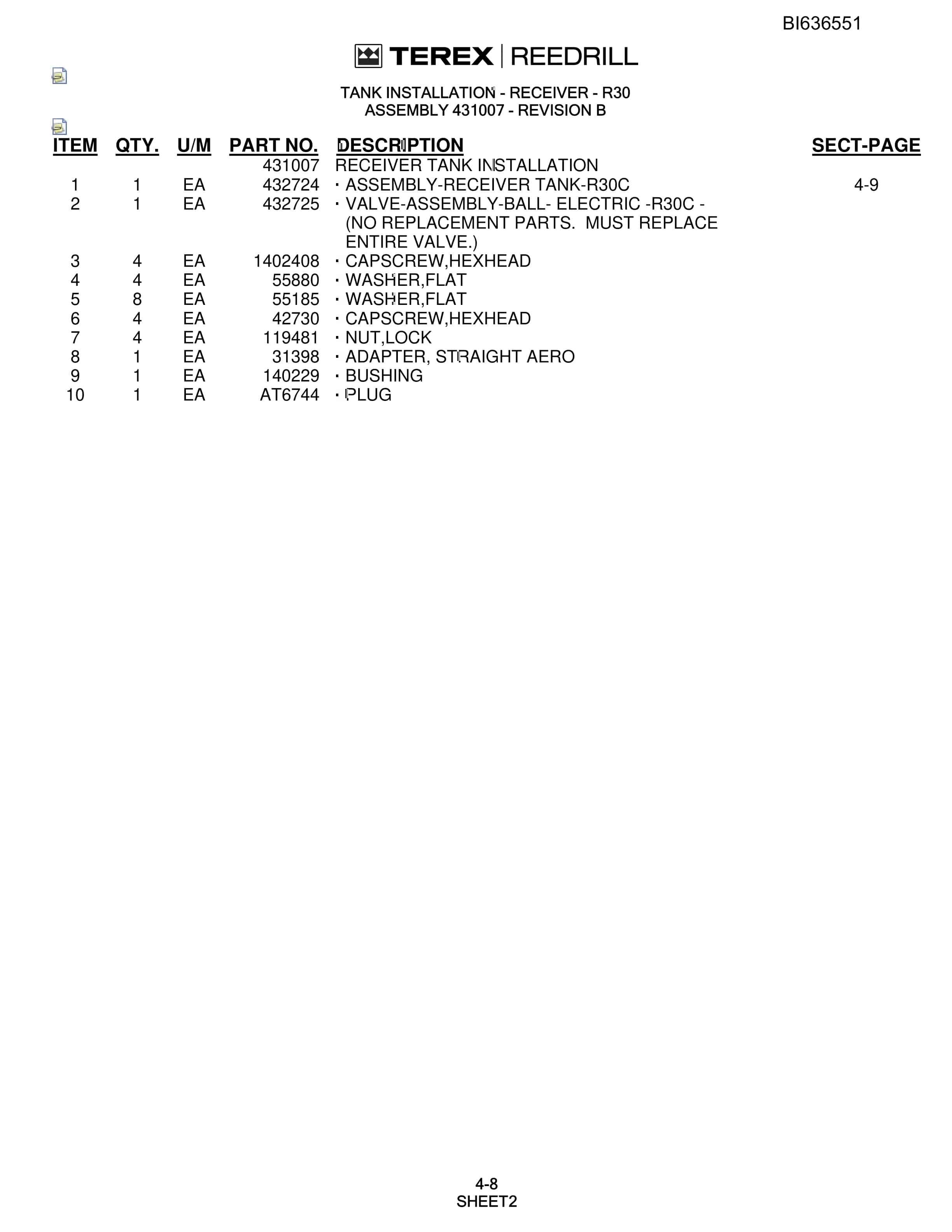 Bucyrus R30C Hydra-Trac Self-Contained Hydraulic Track Drills Parts Catalog BI636551-2