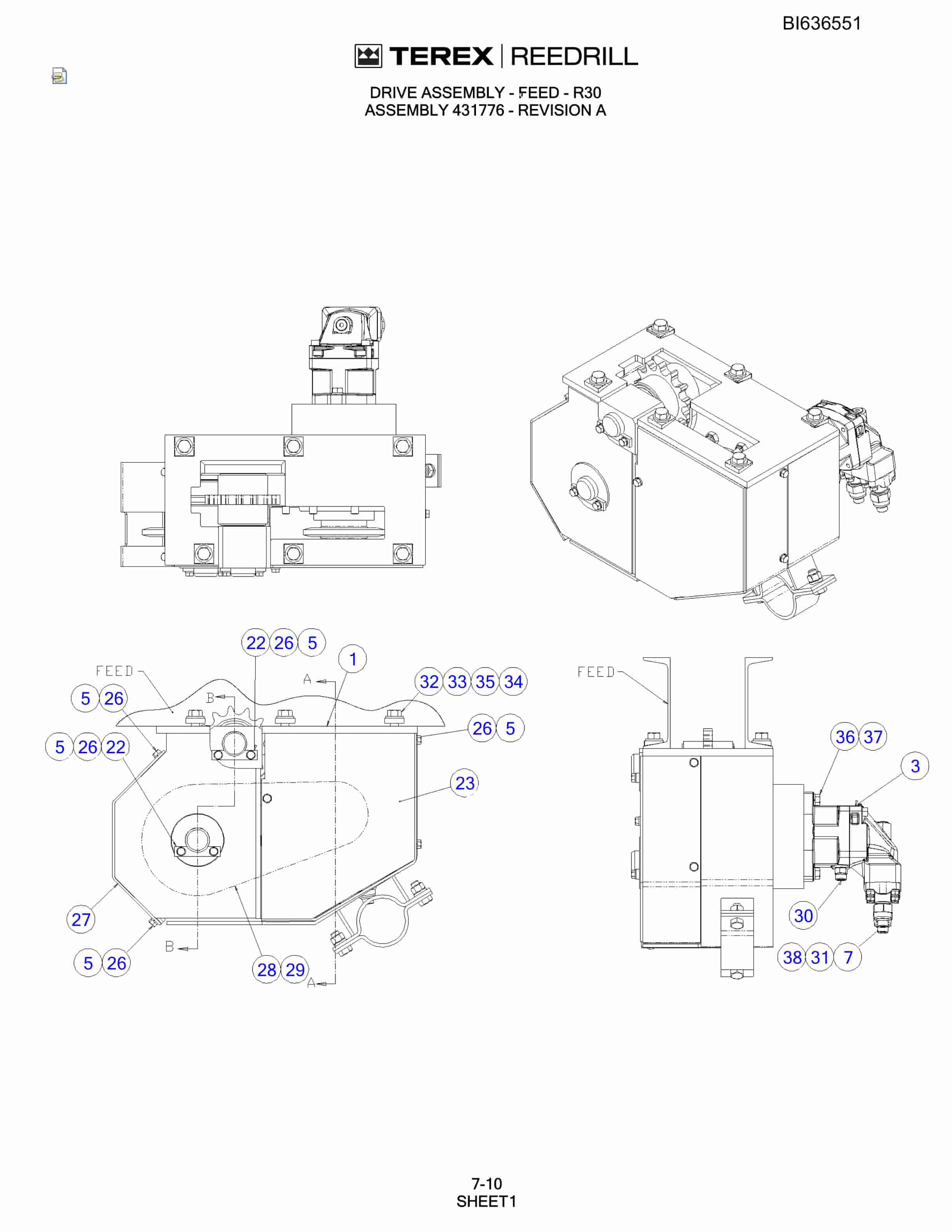 Bucyrus R30C Hydra-Trac Self-Contained Hydraulic Track Drills Parts Catalog BI636551-3