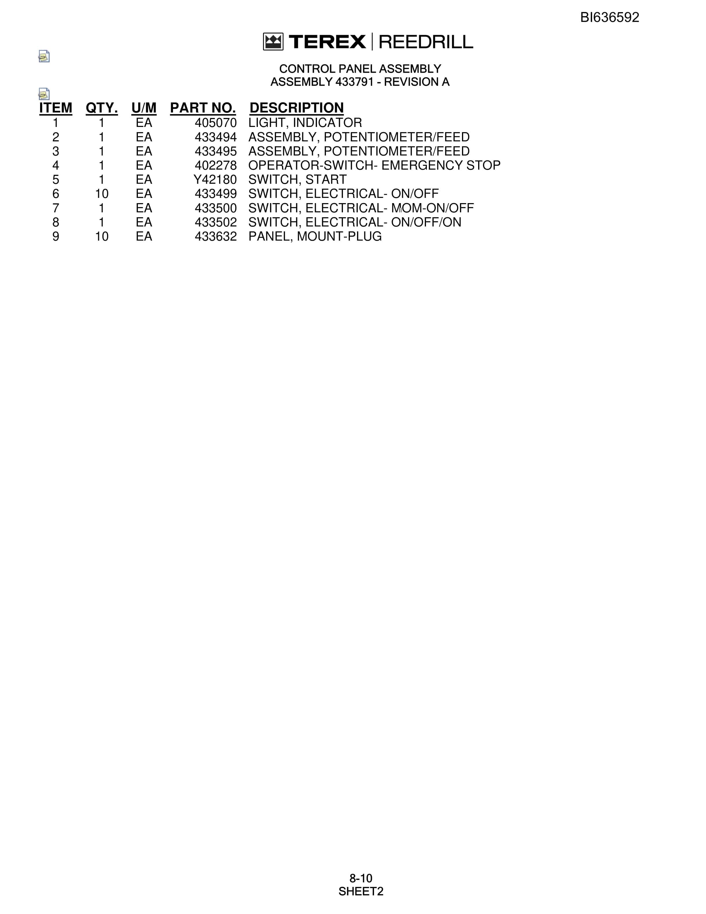 Bucyrus R30C Hydra-Trac Self-Contained Hydraulic Track Drills Parts Catalog BI636592-5