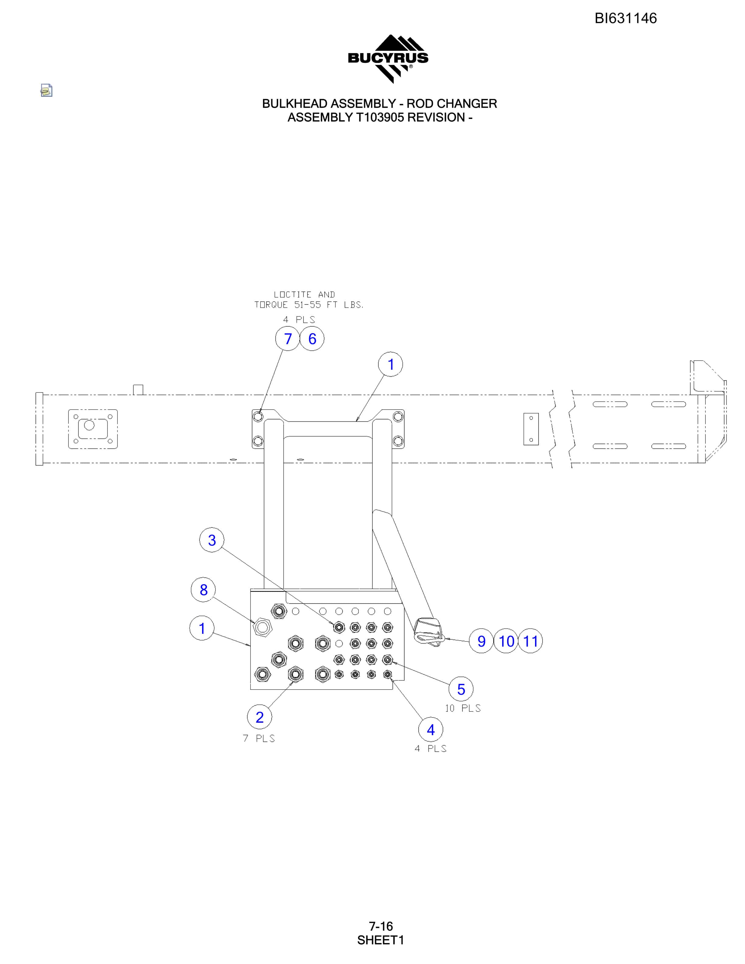 Bucyrus R30C Hydraulic Track Drill Parts Manual BI631146-3