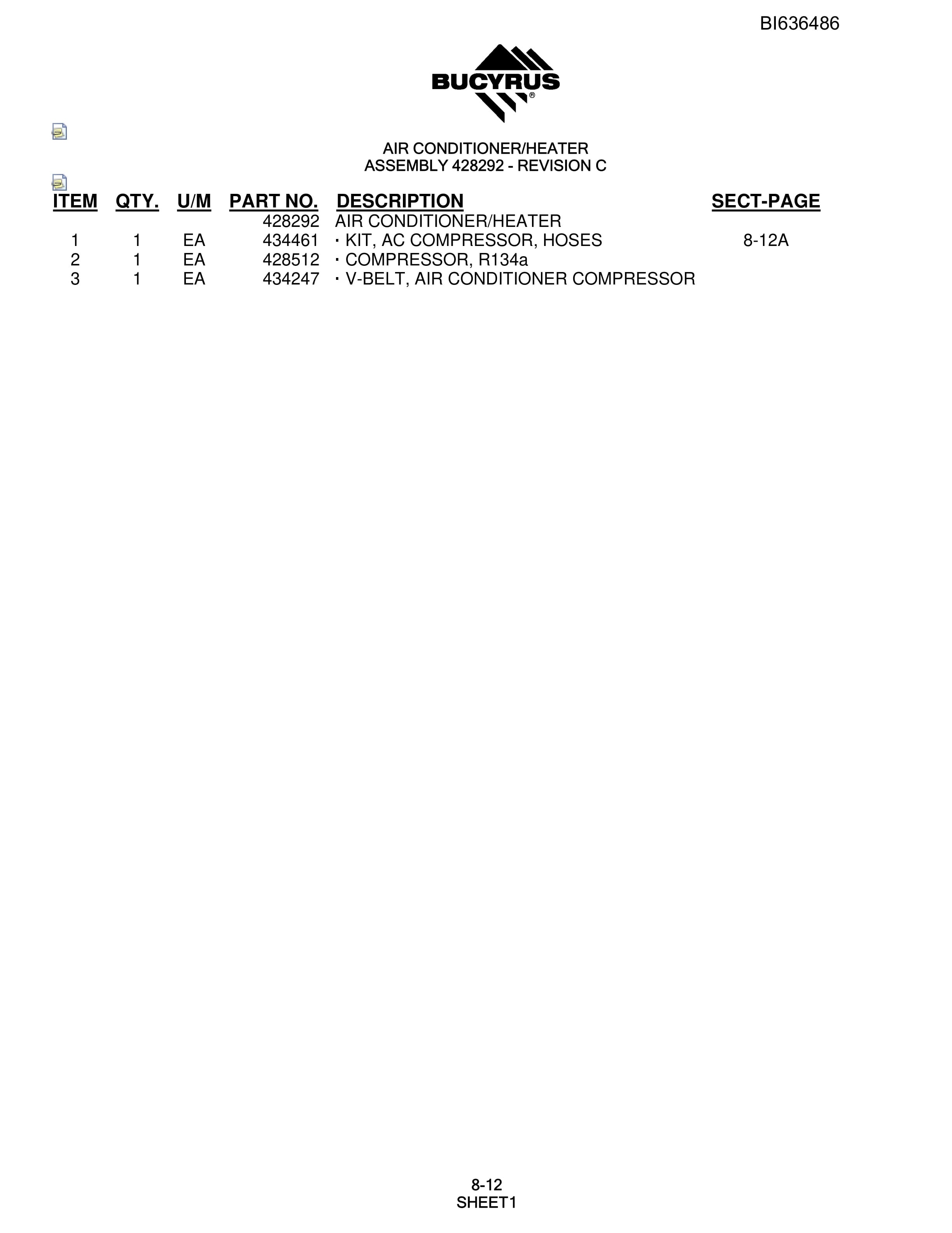 Bucyrus R30C Hydraulic Track Drill Parts Manual BI636486-5