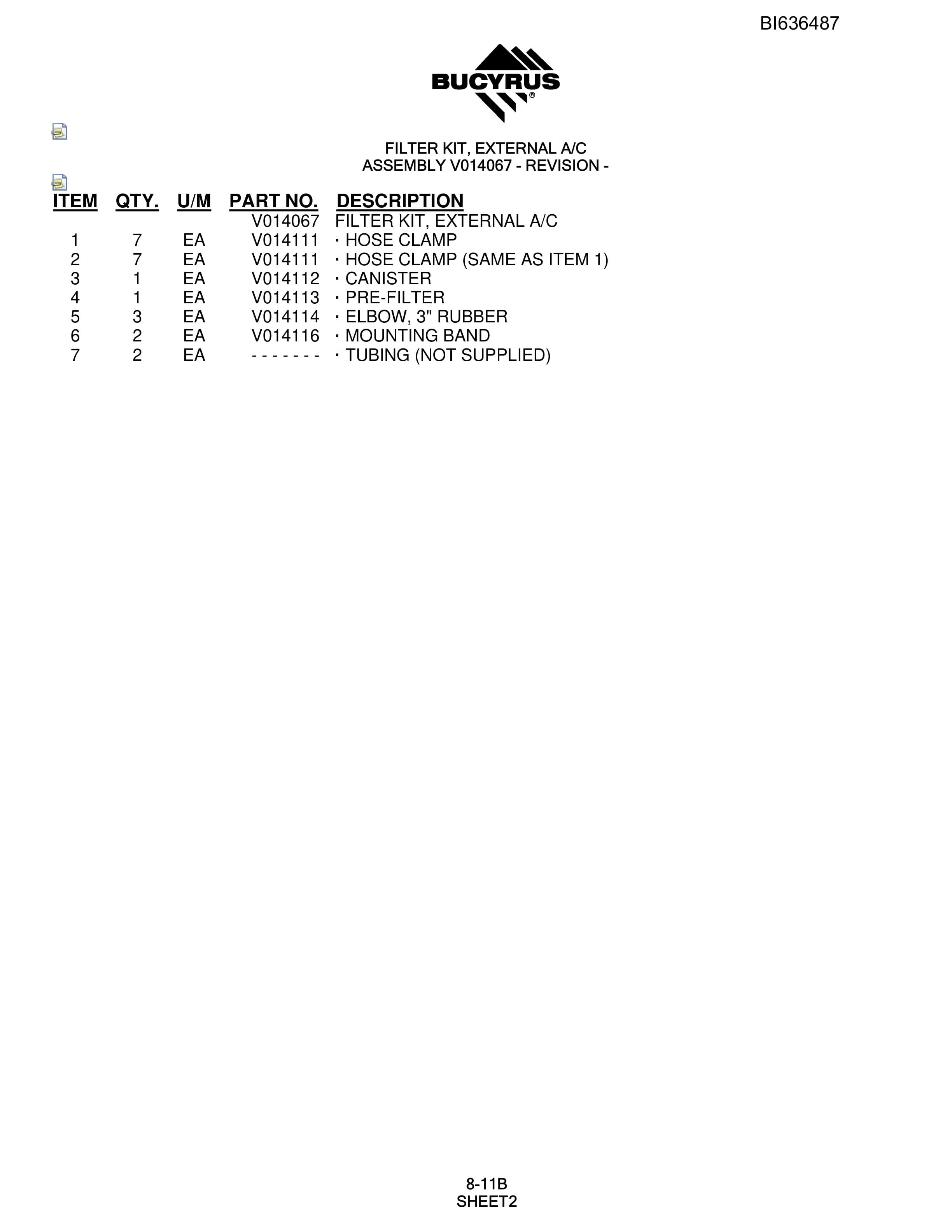 Bucyrus R30C Hydraulic Track Drill Parts Manual BI636487-5