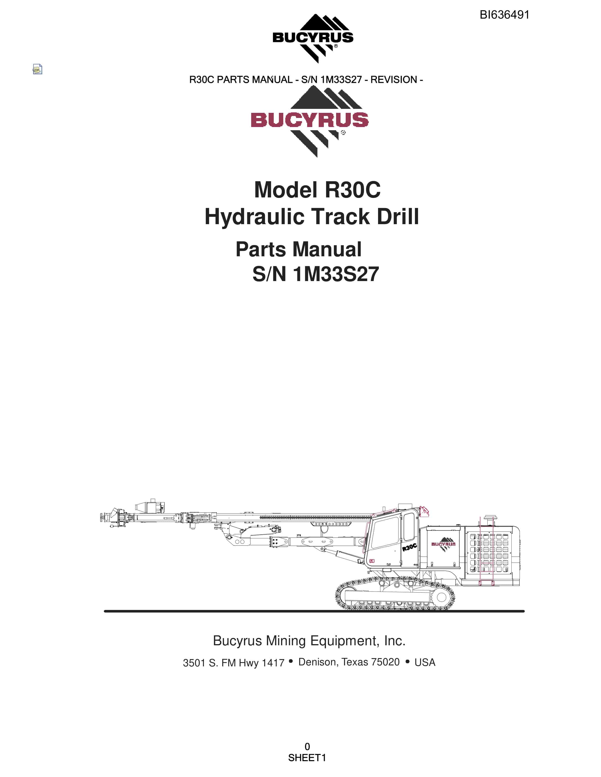 Bucyrus R30C Hydraulic Track Drill Parts Manual BI636491